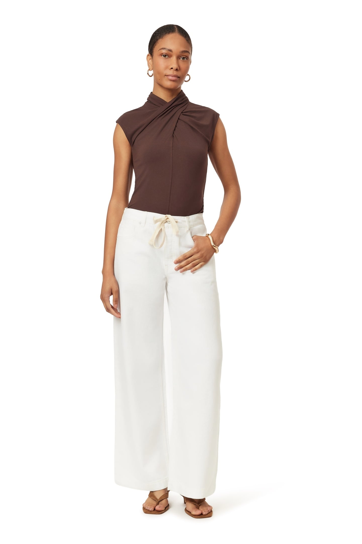 DRAPED NECK TOP HOT FUDGE 1