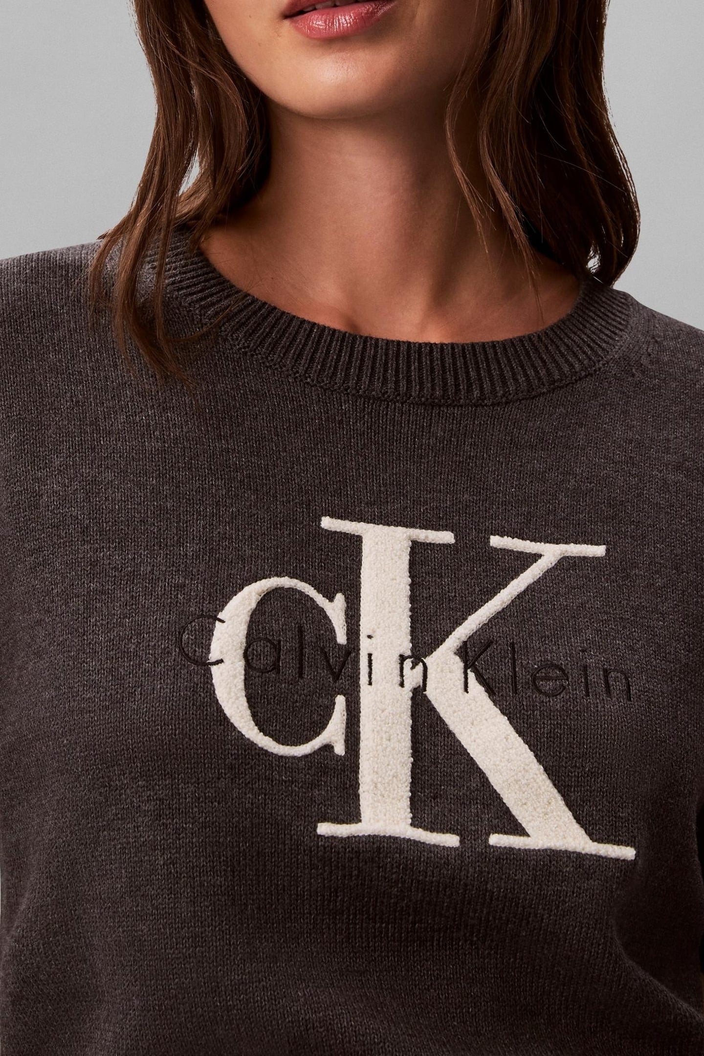 CHUNKY COTTON GRAPHIC SWEATER B85 CHARCOAL HEATHER 6