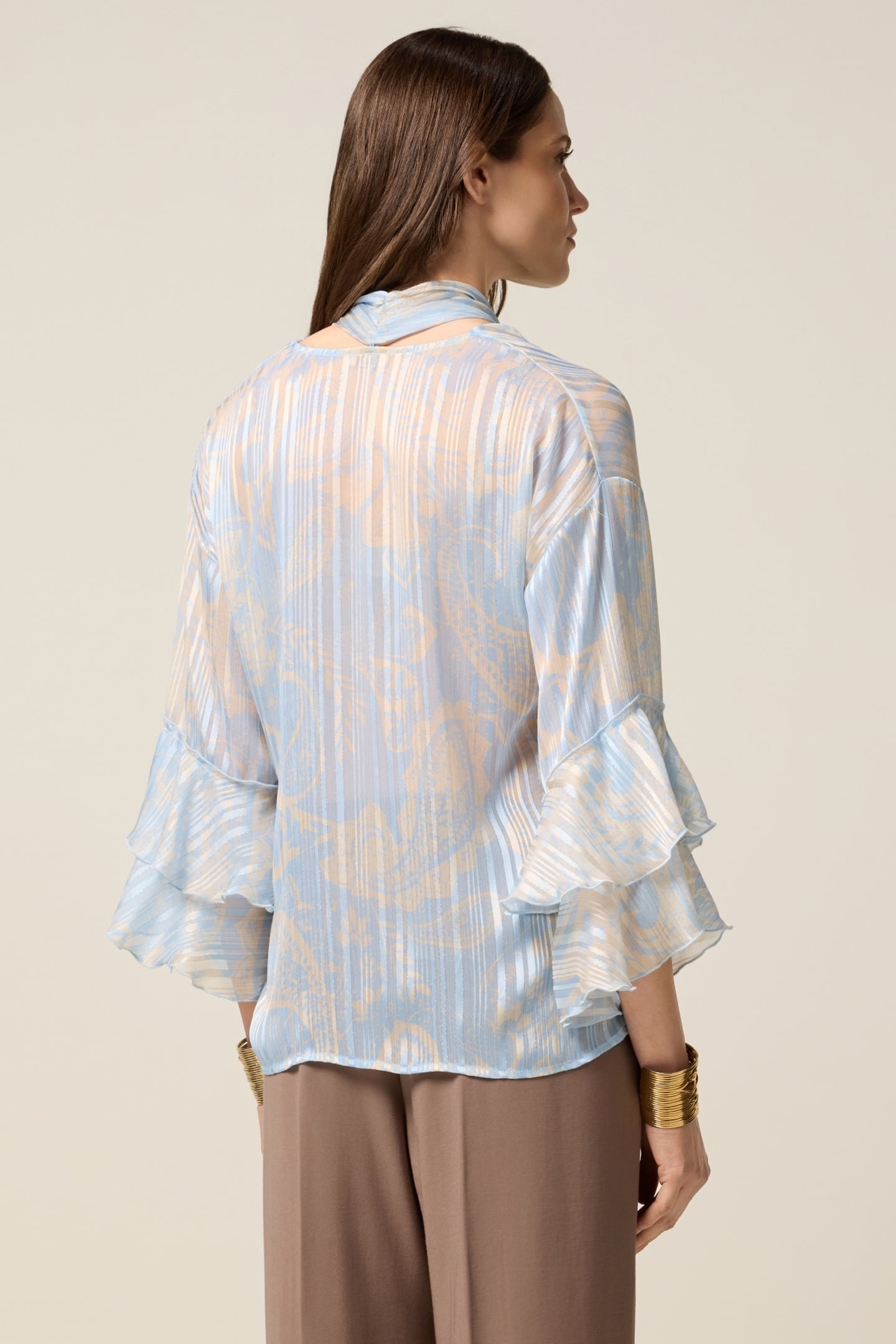 GEORGETTE BLOUSE WITH RUFFLE LIGHT BLUE 2