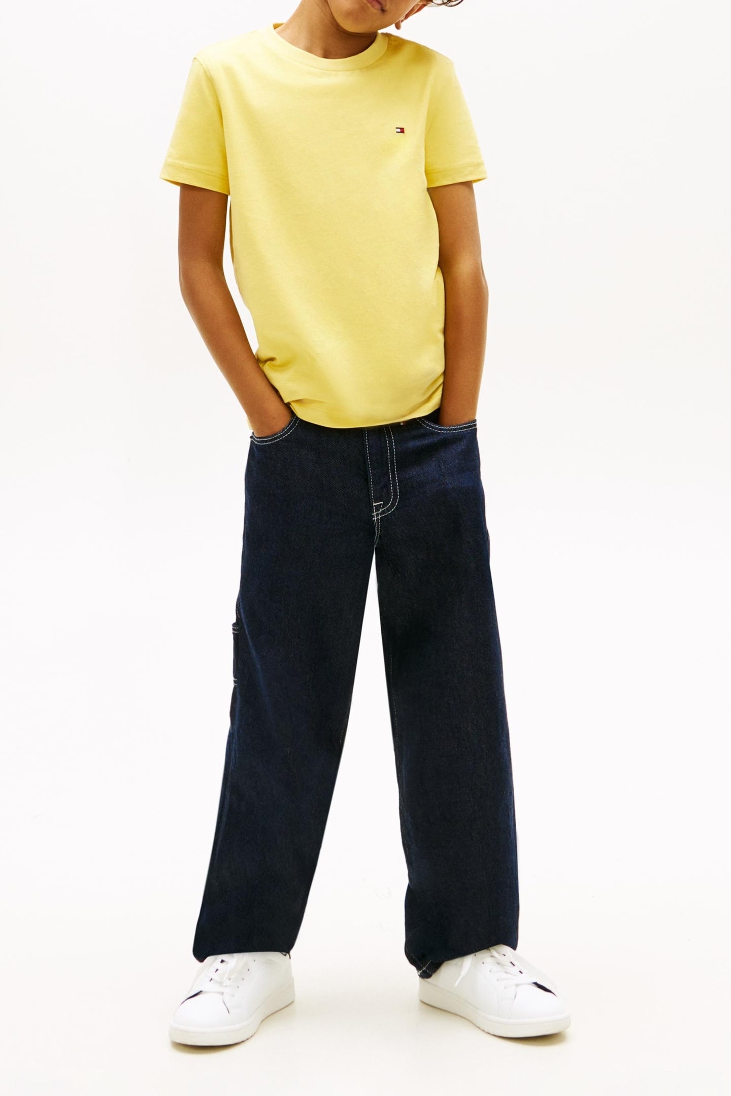 BOYS FLAG EMBROIDERY CREW NECK T-SHIRT YELLOW DAHLIA 2