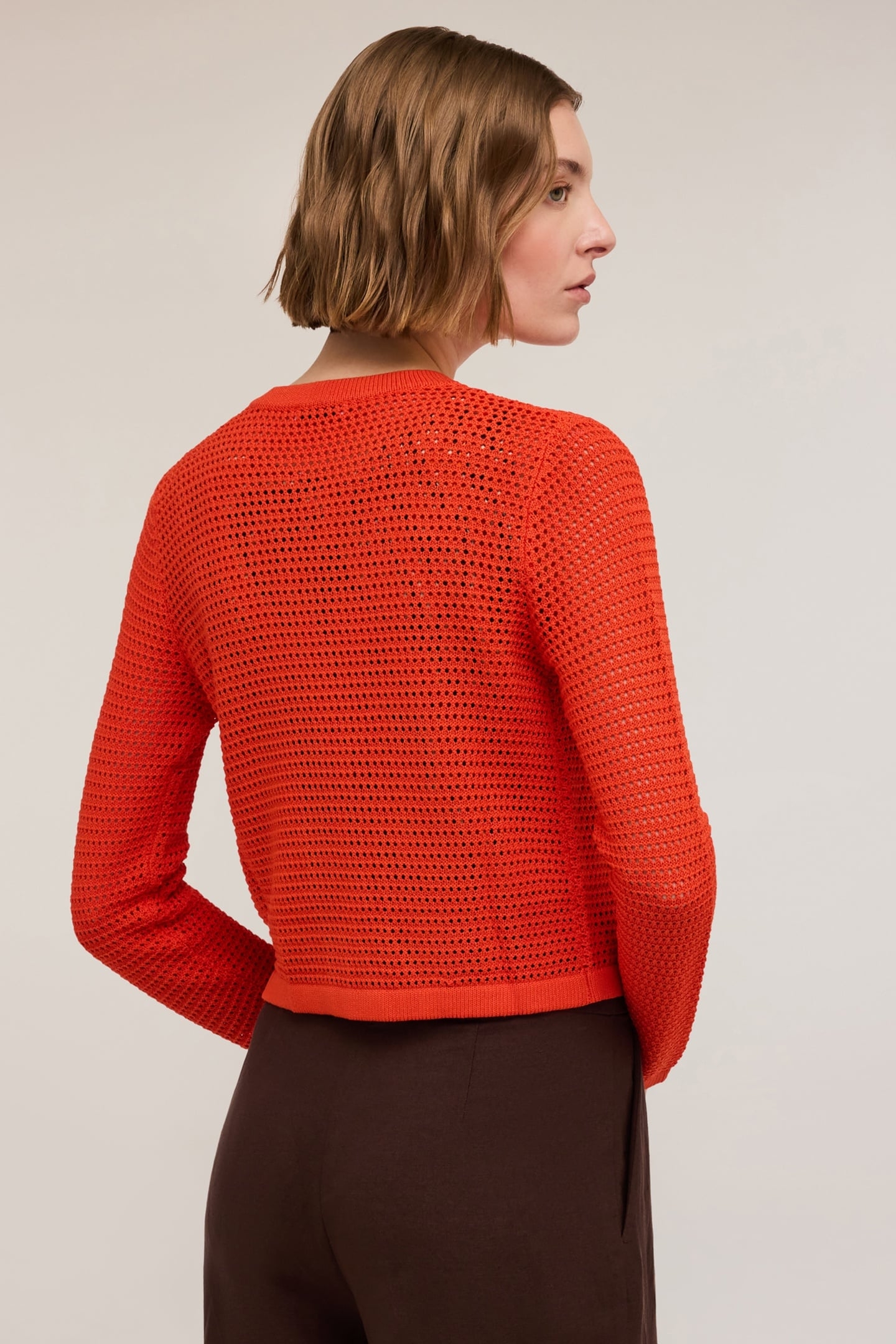 OPENWORK KNITTED CARDIGAN RED 2