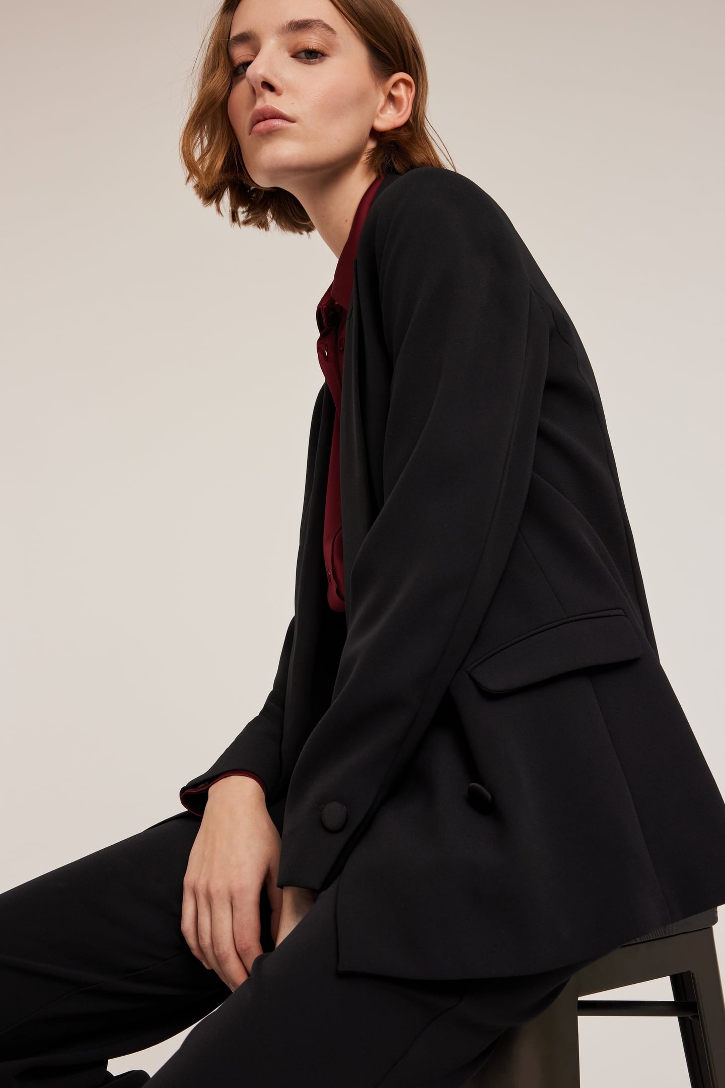 DOUBLE-BREASTED OVERSIZED BLAZER BLACK 5