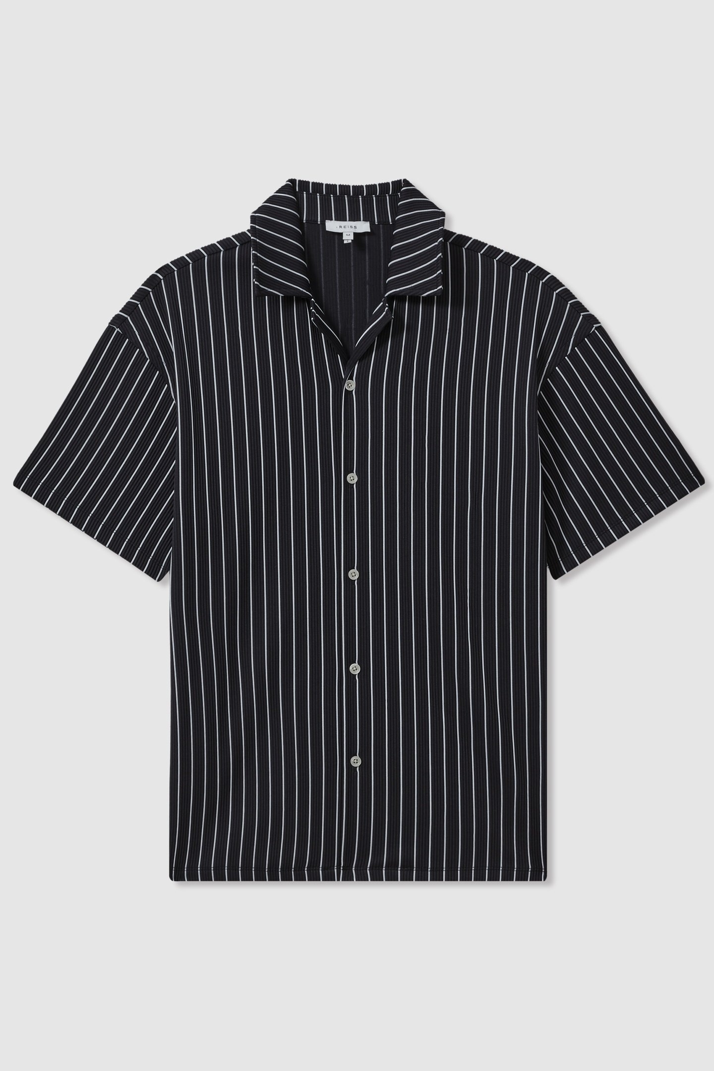 SS STRIPED RIB SHIRT NAVY/WHITE 4