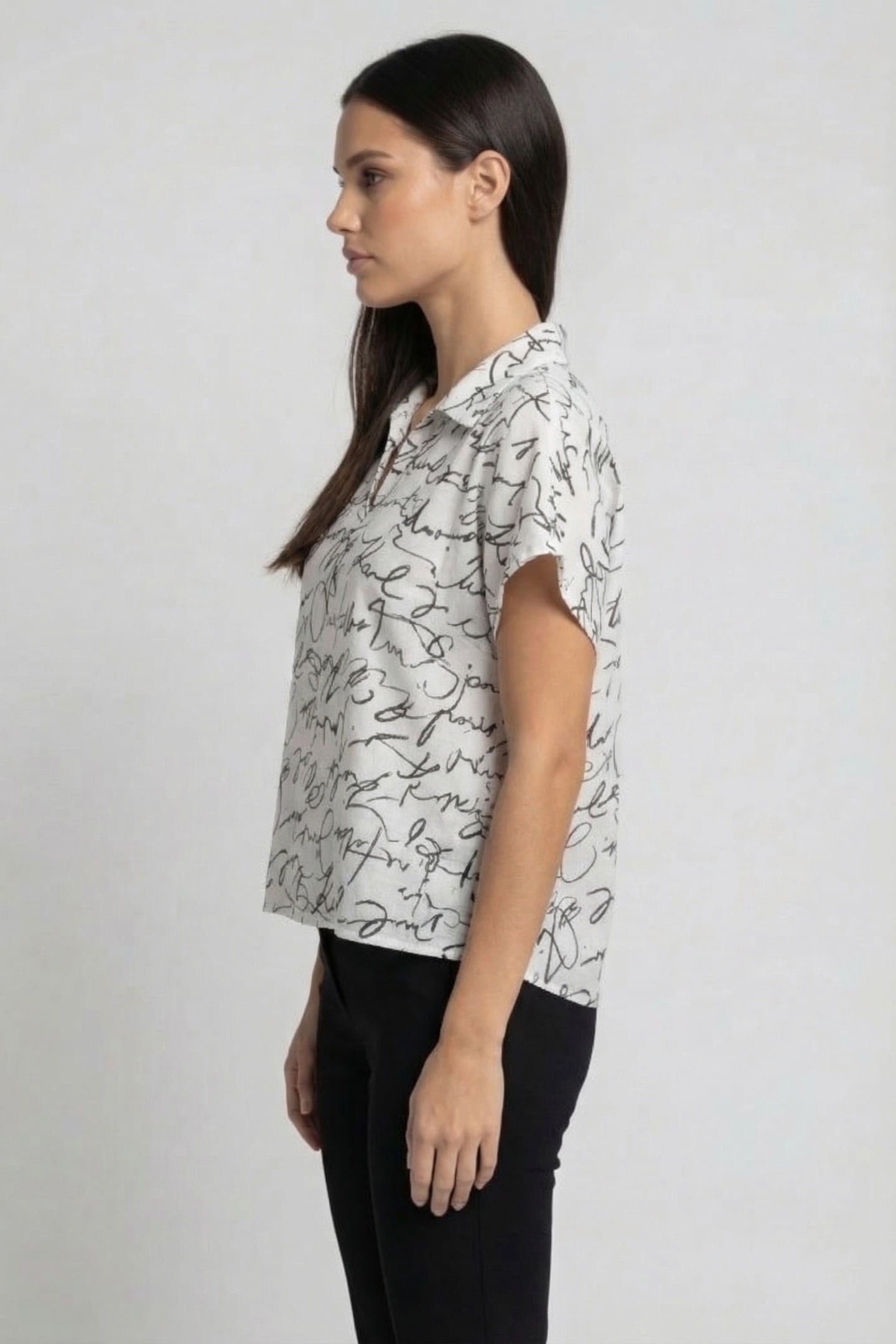 SCRIBBLE AOP COTTON VOILE BLOUSE 3