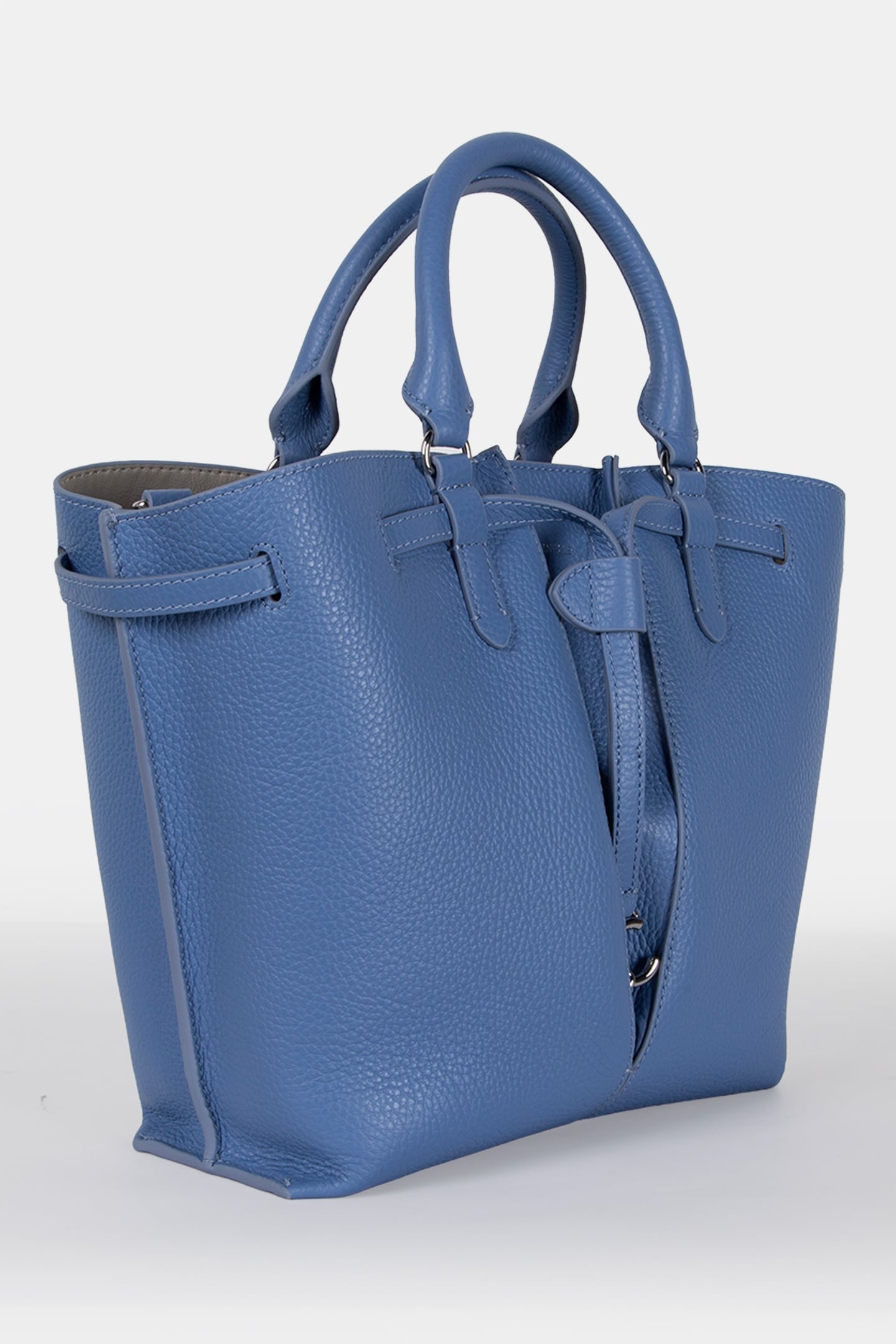 MEDIUM LEATHER TOTE BAG IN BLUE 3
