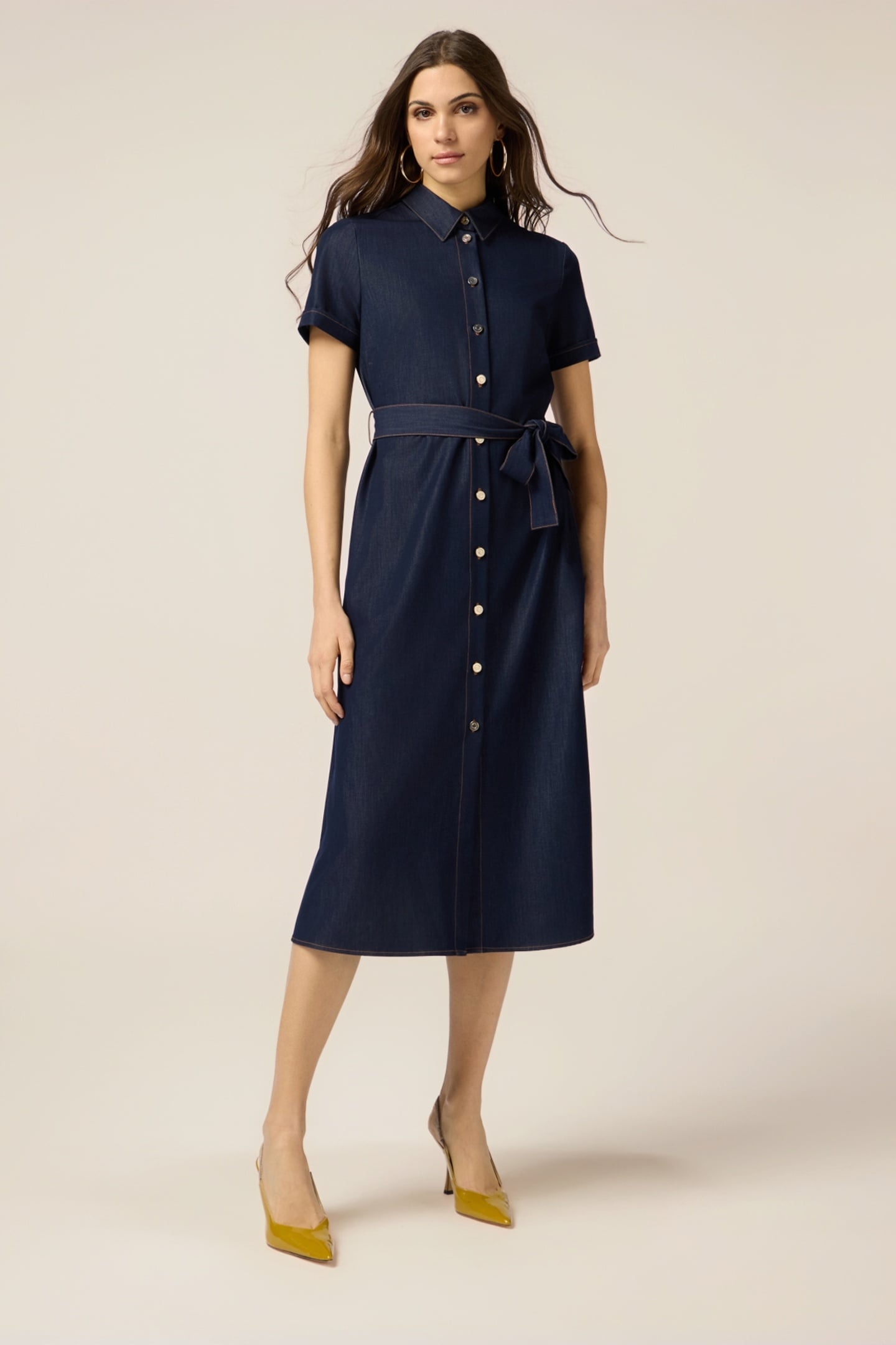 LONG DENIM-EFFECT SHIRTDRESS BLUE 1