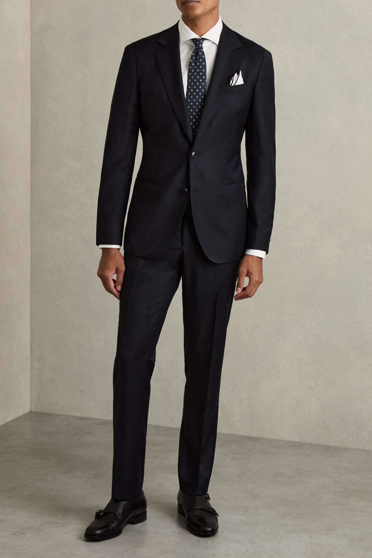 SB 2B NOTCH PLAIN WEAVE BLAZER NAVY 1