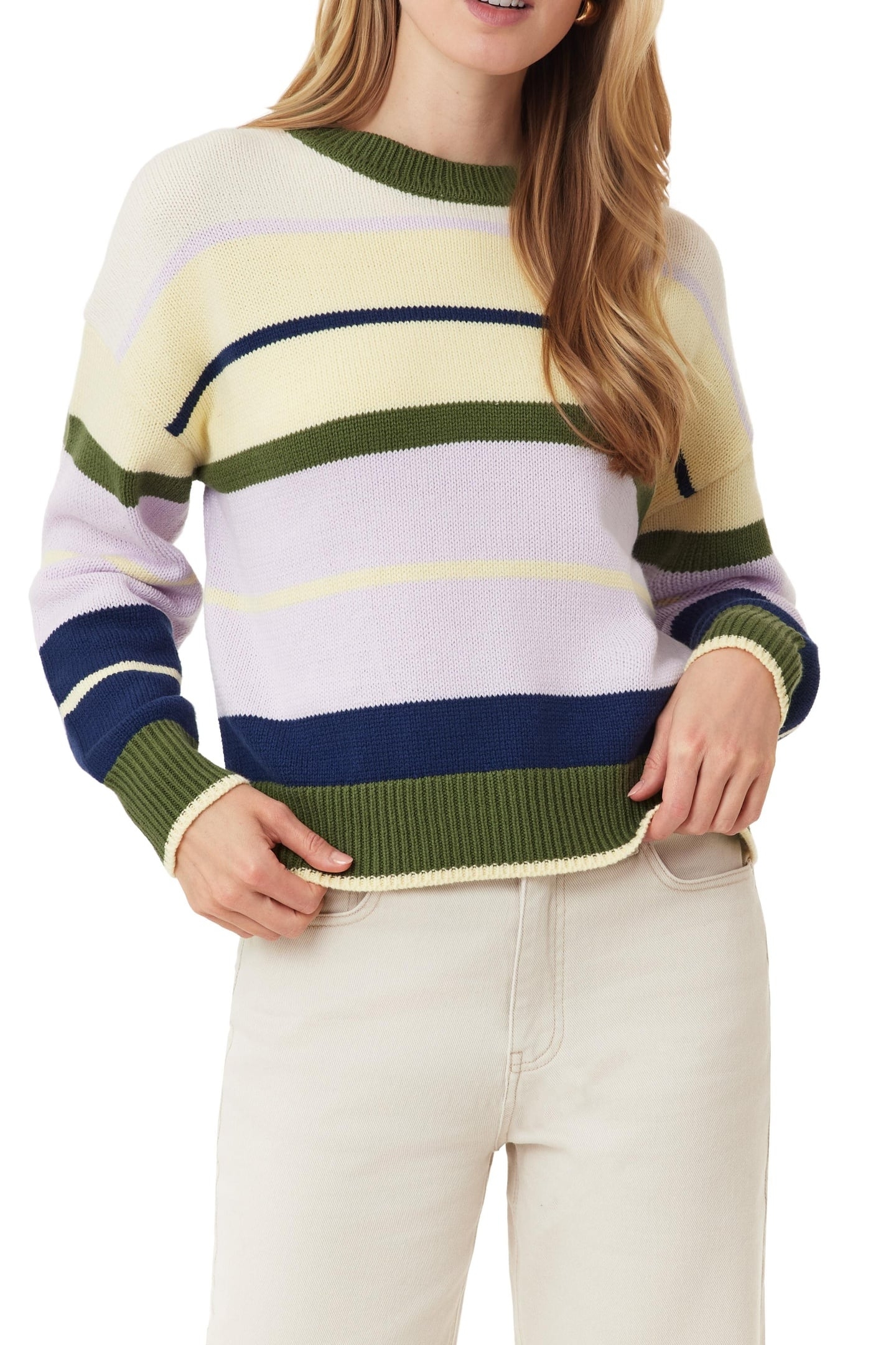 CREW NECK PULLOVER GARDEN GREEN MIX 3