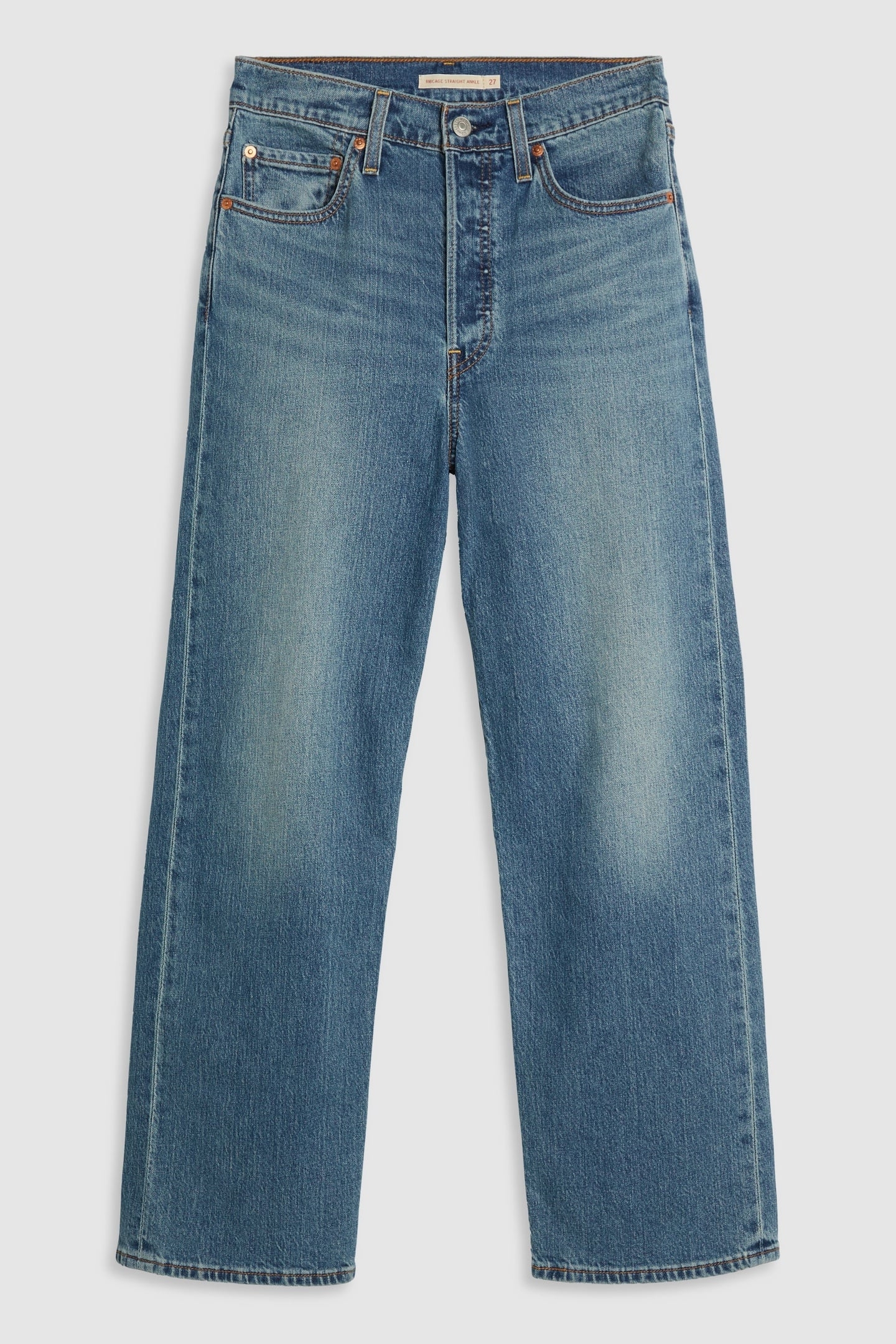 RIBCAGE STRAIGHT ANKLE COTTON LINEN JEANS BLUE 3