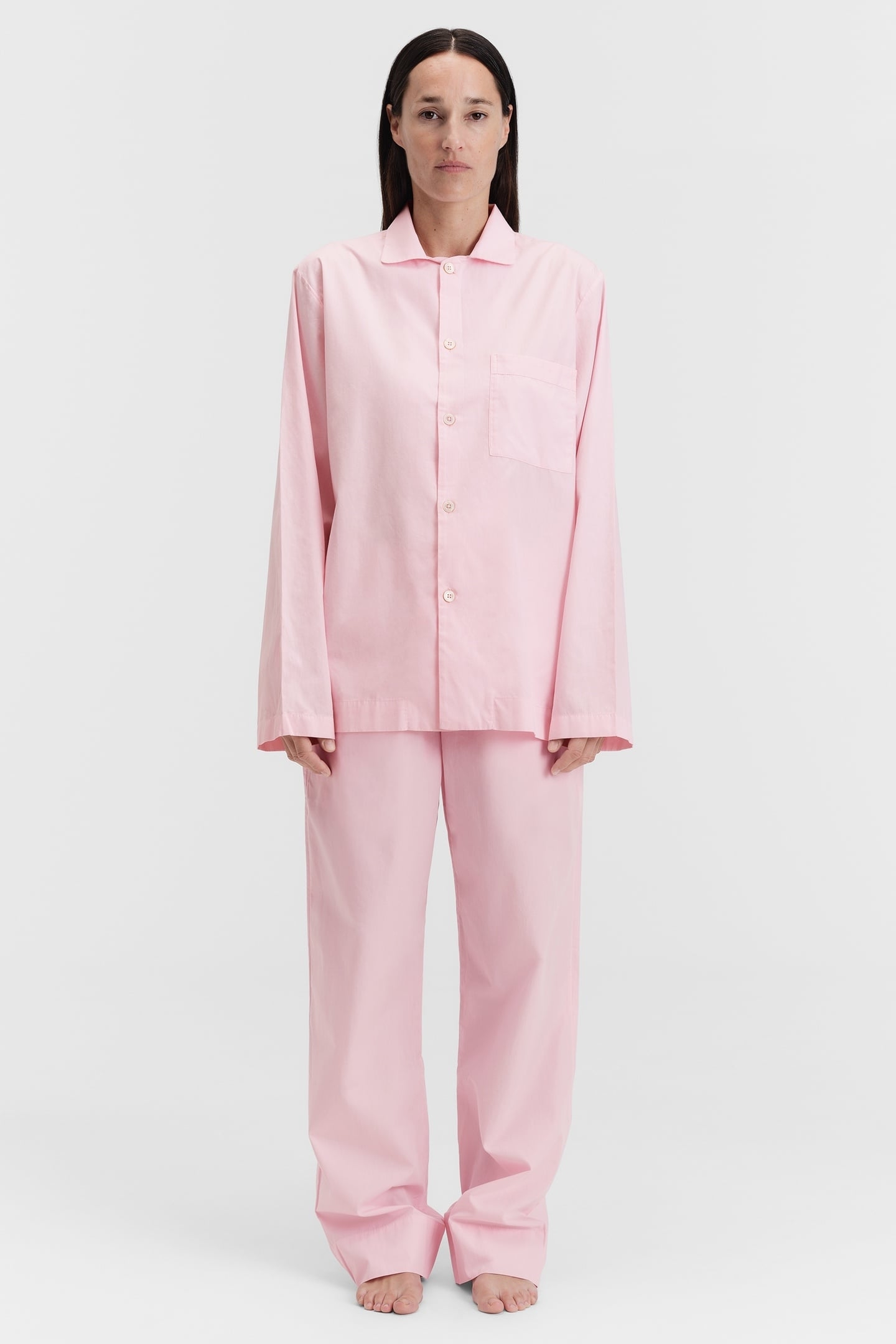 UNISEX POPLIN, PYJAMAS SHIRT SOFT PINK 6