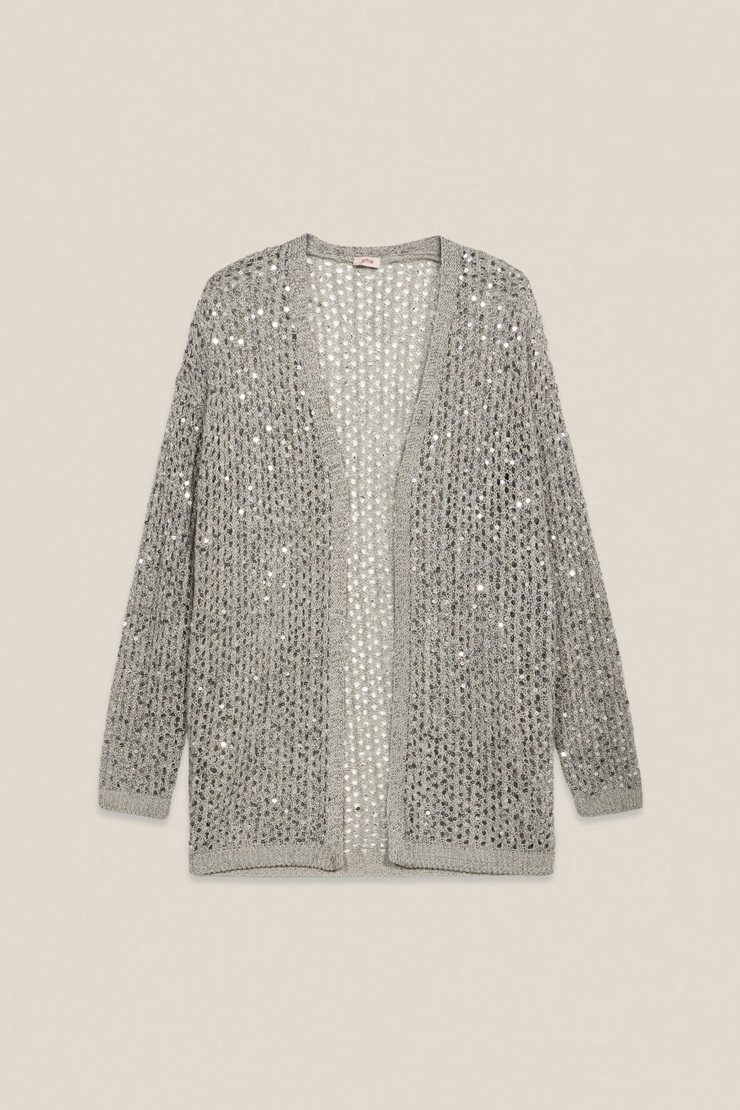 OPENWORK CARDIGAN WITH SEQUINS GREY 3