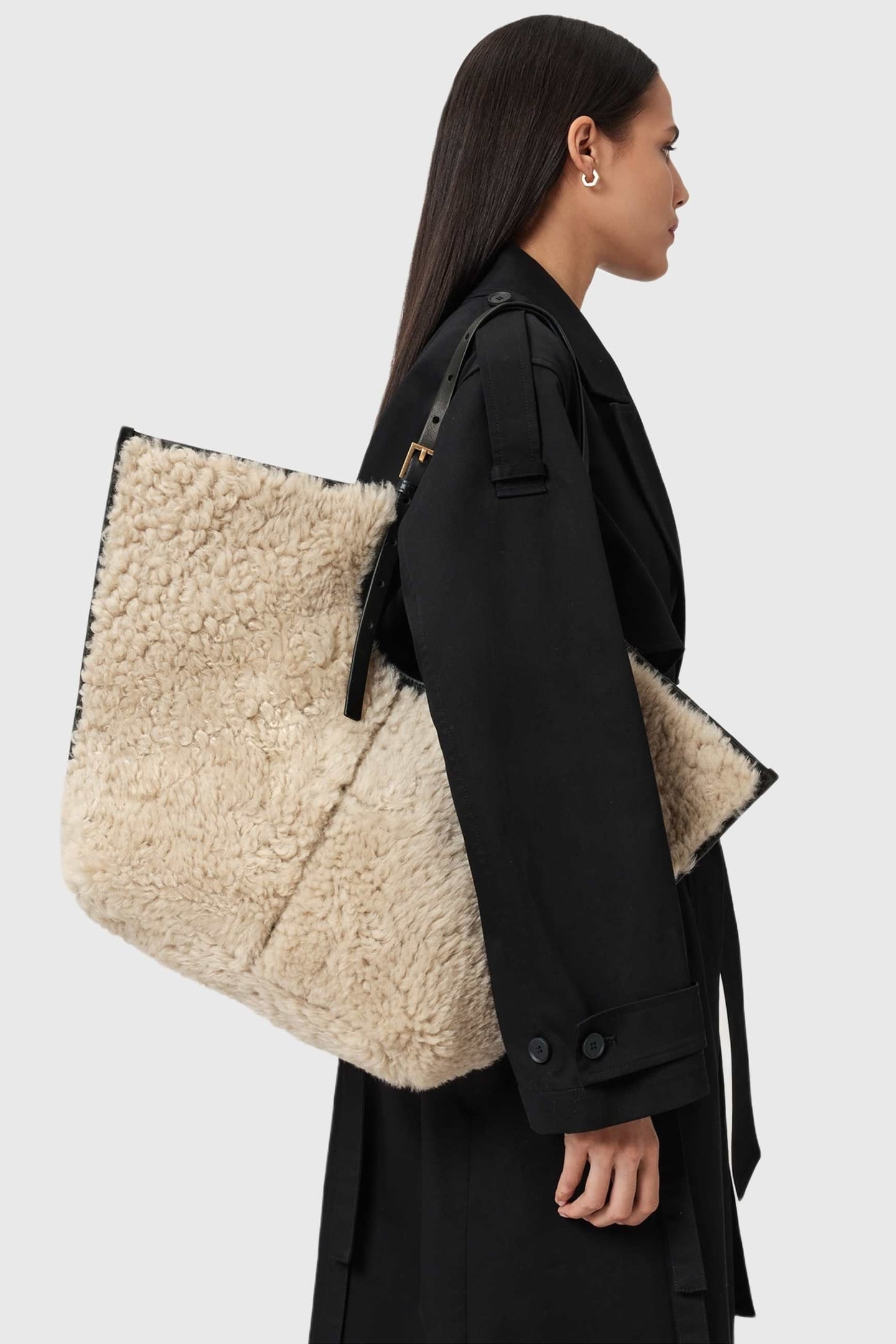 ARA SHEARLING TOTE NATURAL/BLACK 1