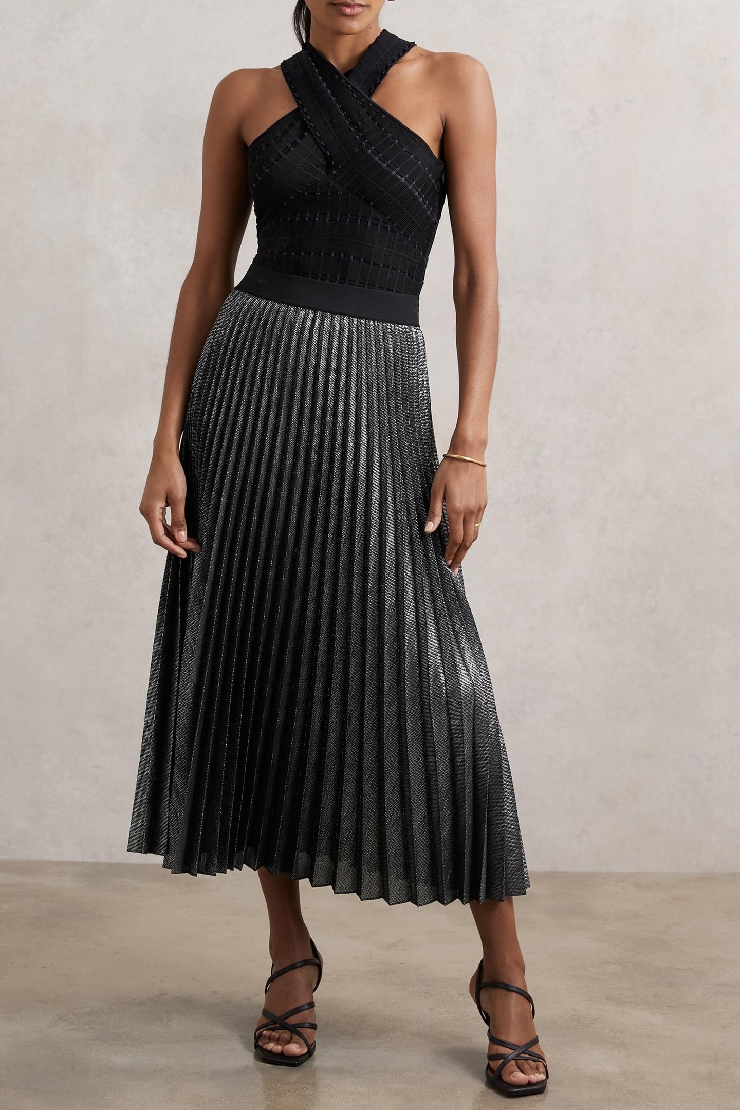 OCCASION PLEAT SKIRT CHARCOAL GREY 1