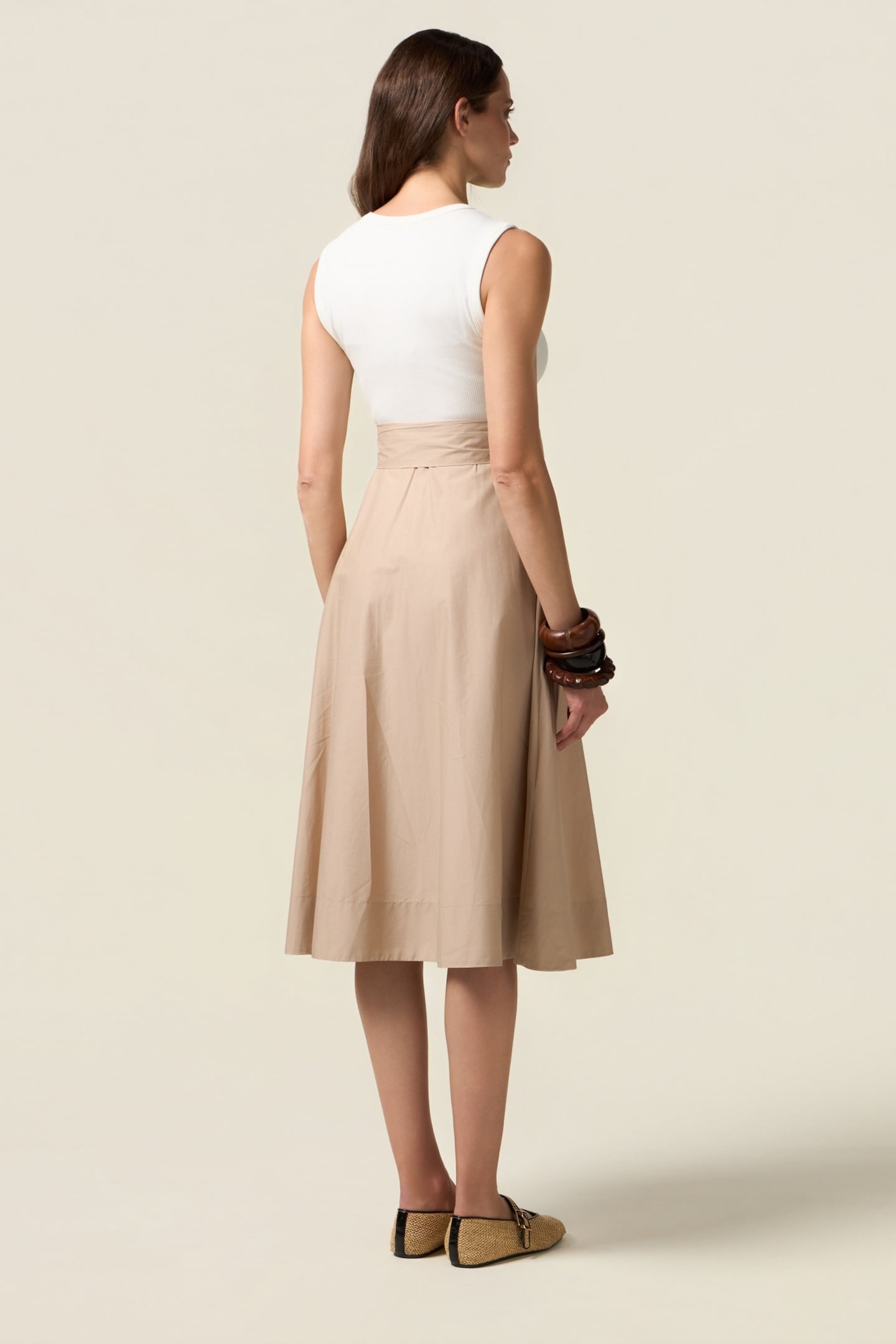 TWO-TONE DRESS WITH BELT BEIGE 3