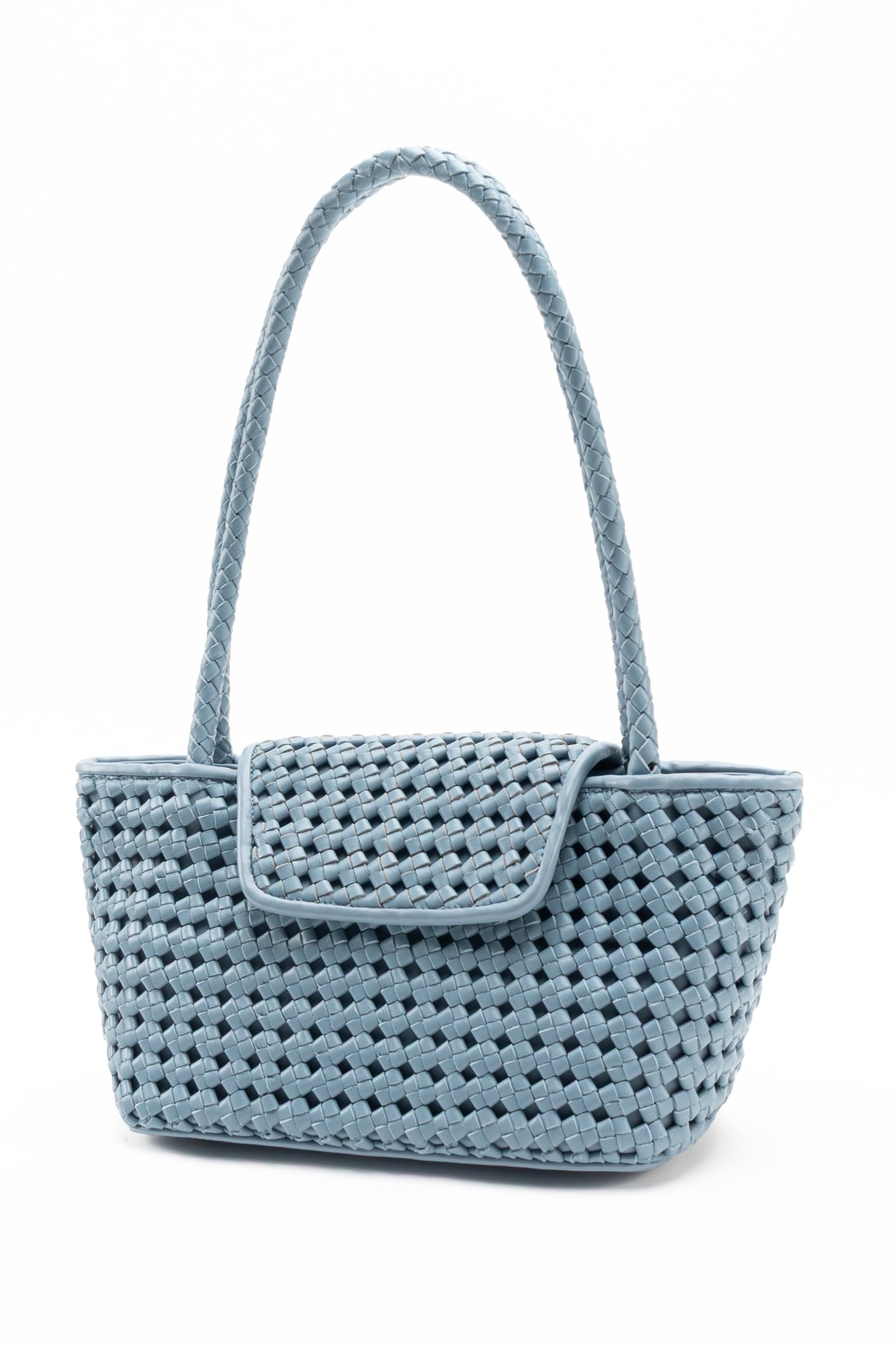 COURRIER TOTE WOVEN LEATHER ARTIC BLUE 2