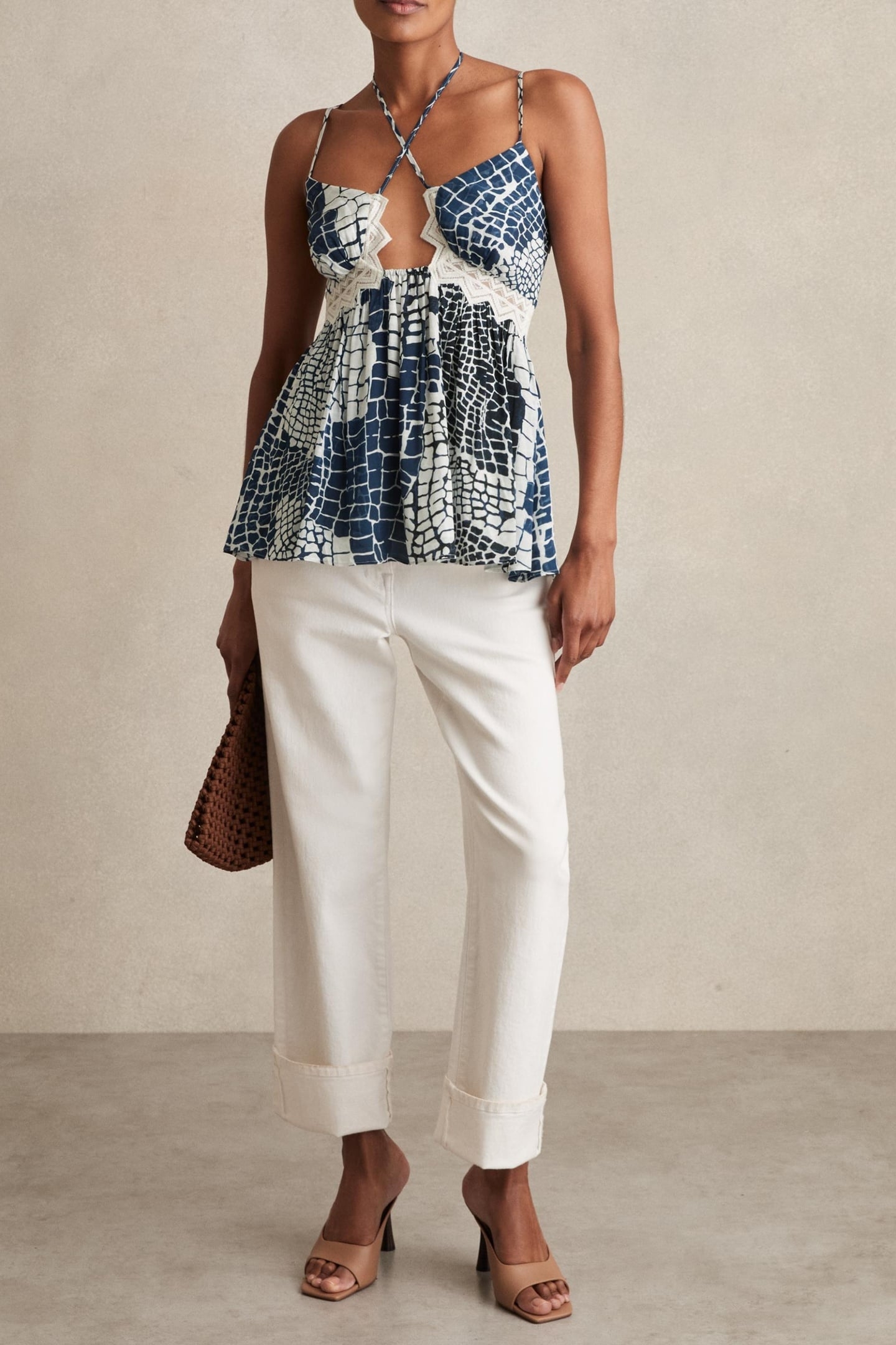 ANIMAL PRINTED LACE TOP BLUE 2