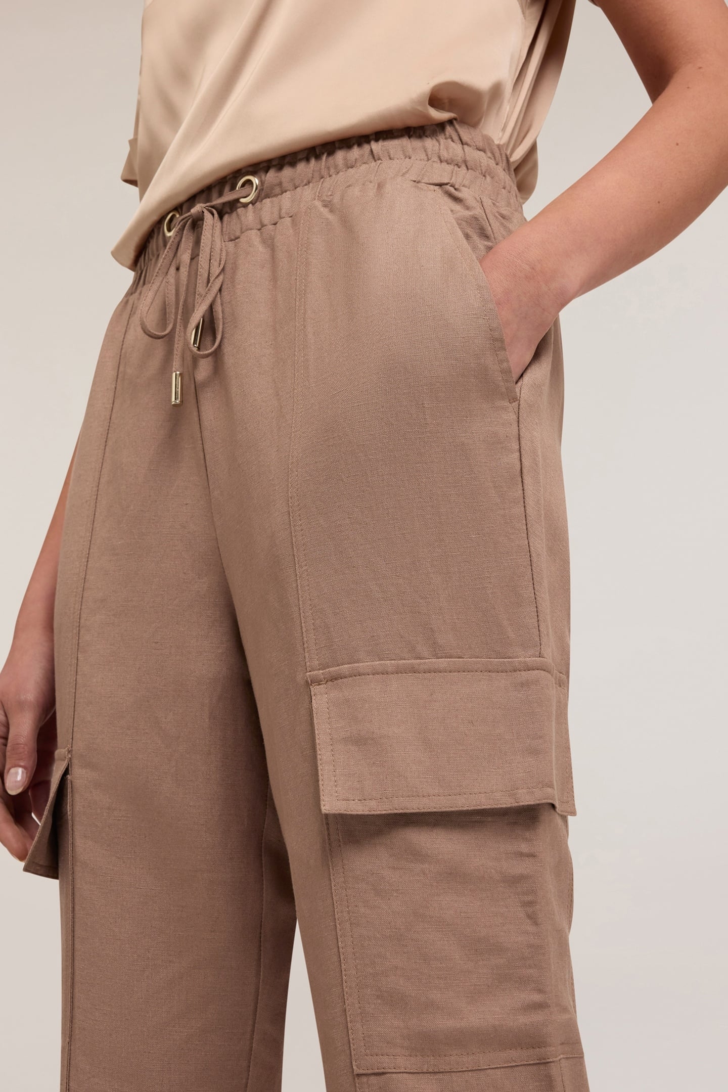 LINEN-BLEND CARGO JOGGERS BEIGE 5