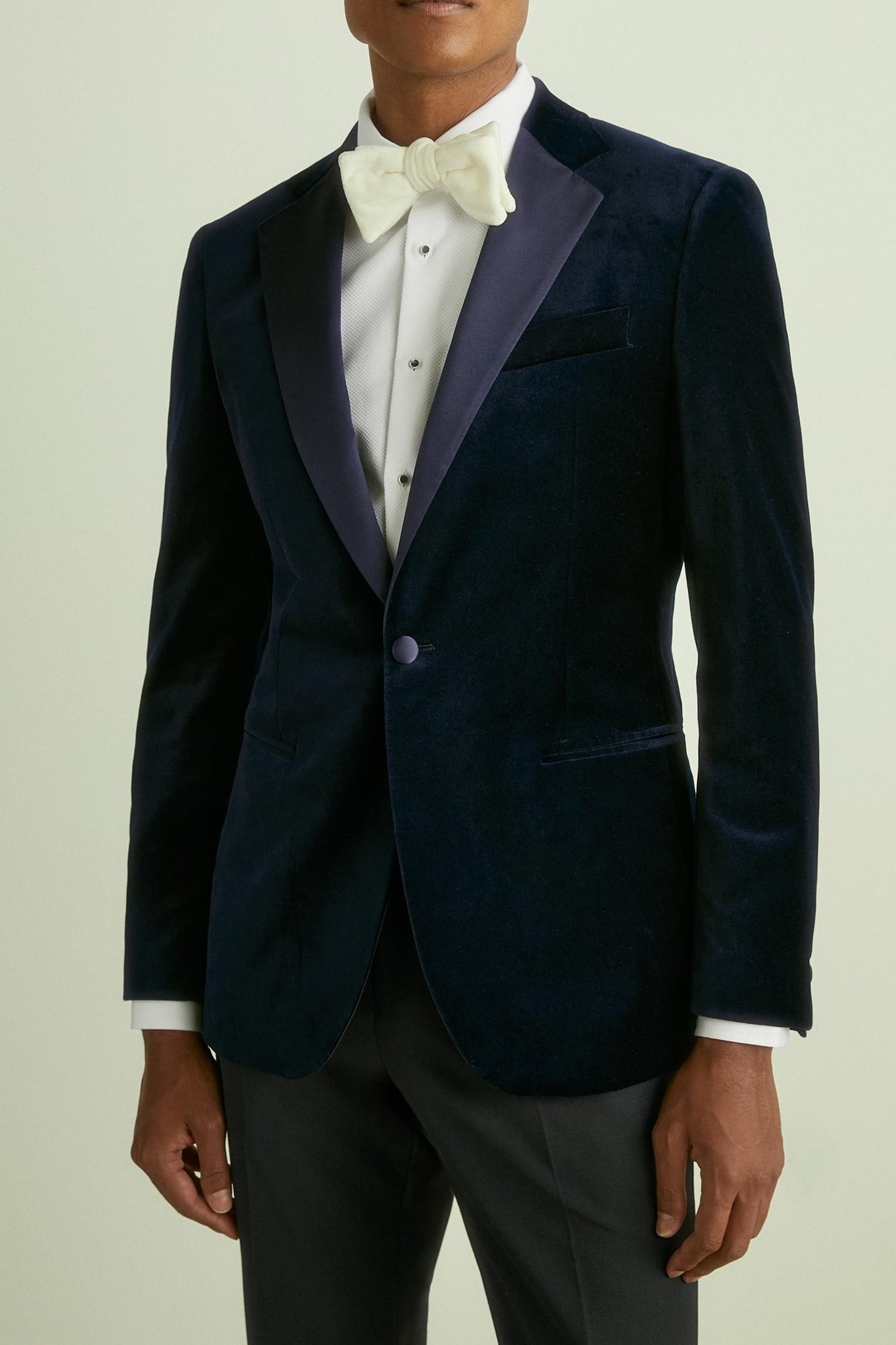 SB 2B NOTCH VELVET BLAZER NAVY 2