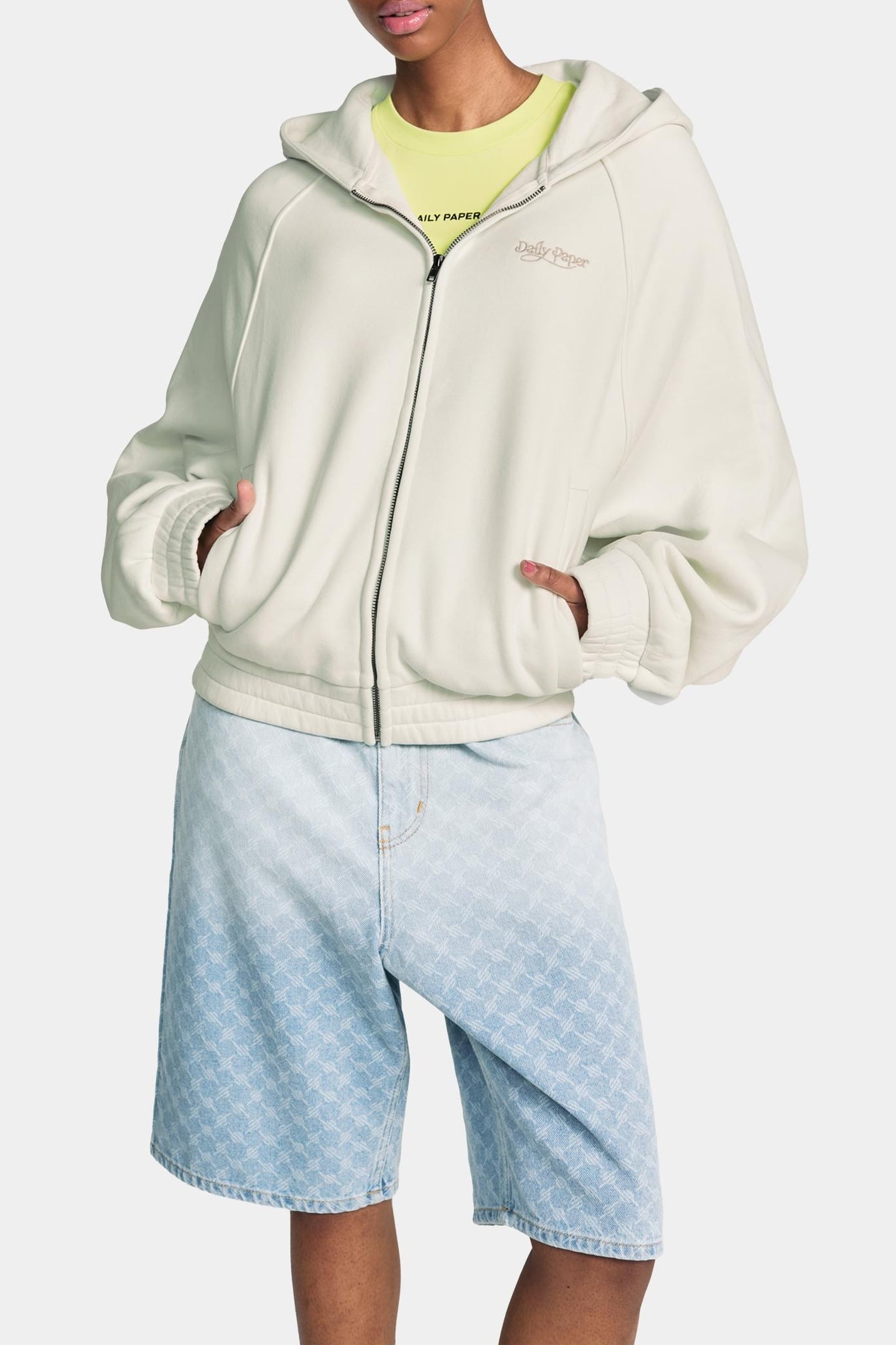 NJERI OVERSIZED ZIPPER HOODIE FROST WHITE 2