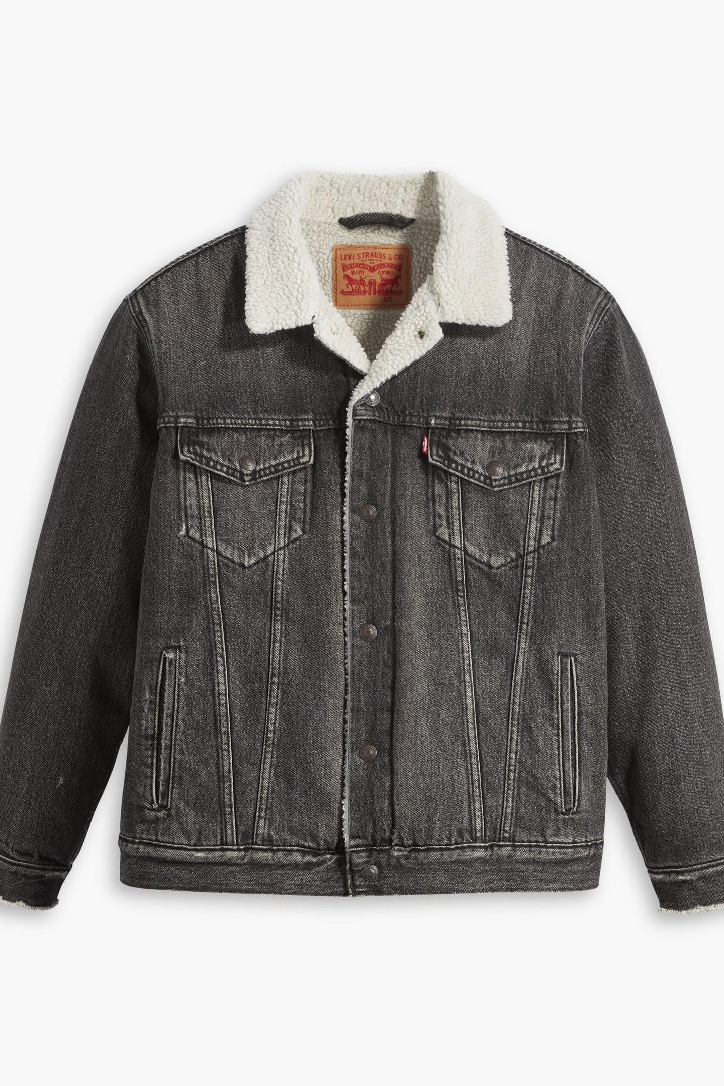 RELAXED FIT SHERPA TRUCKER JACKET BLACK 3