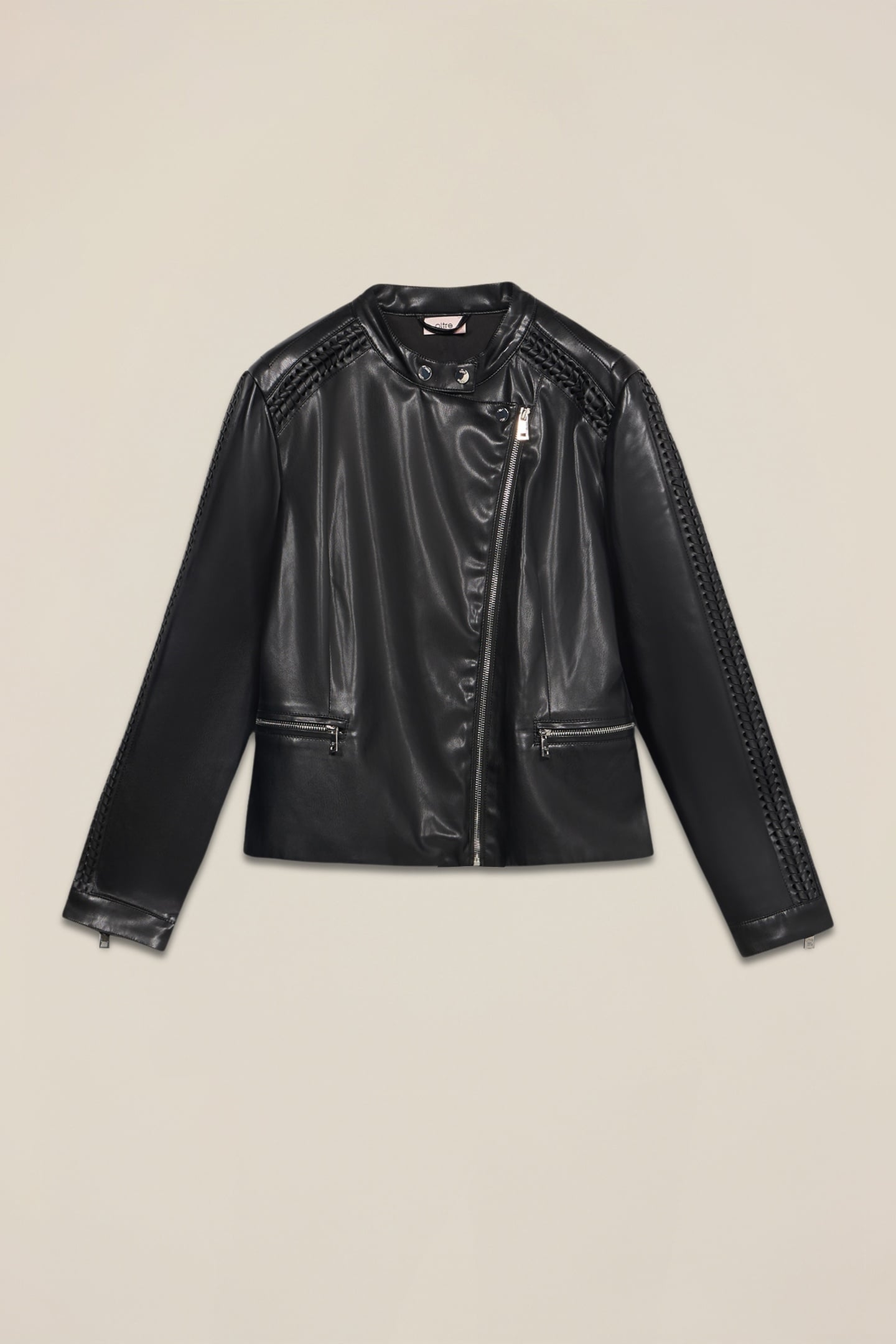 BIKER JACKET WITH BRAIDED DETAILS BLACK 4