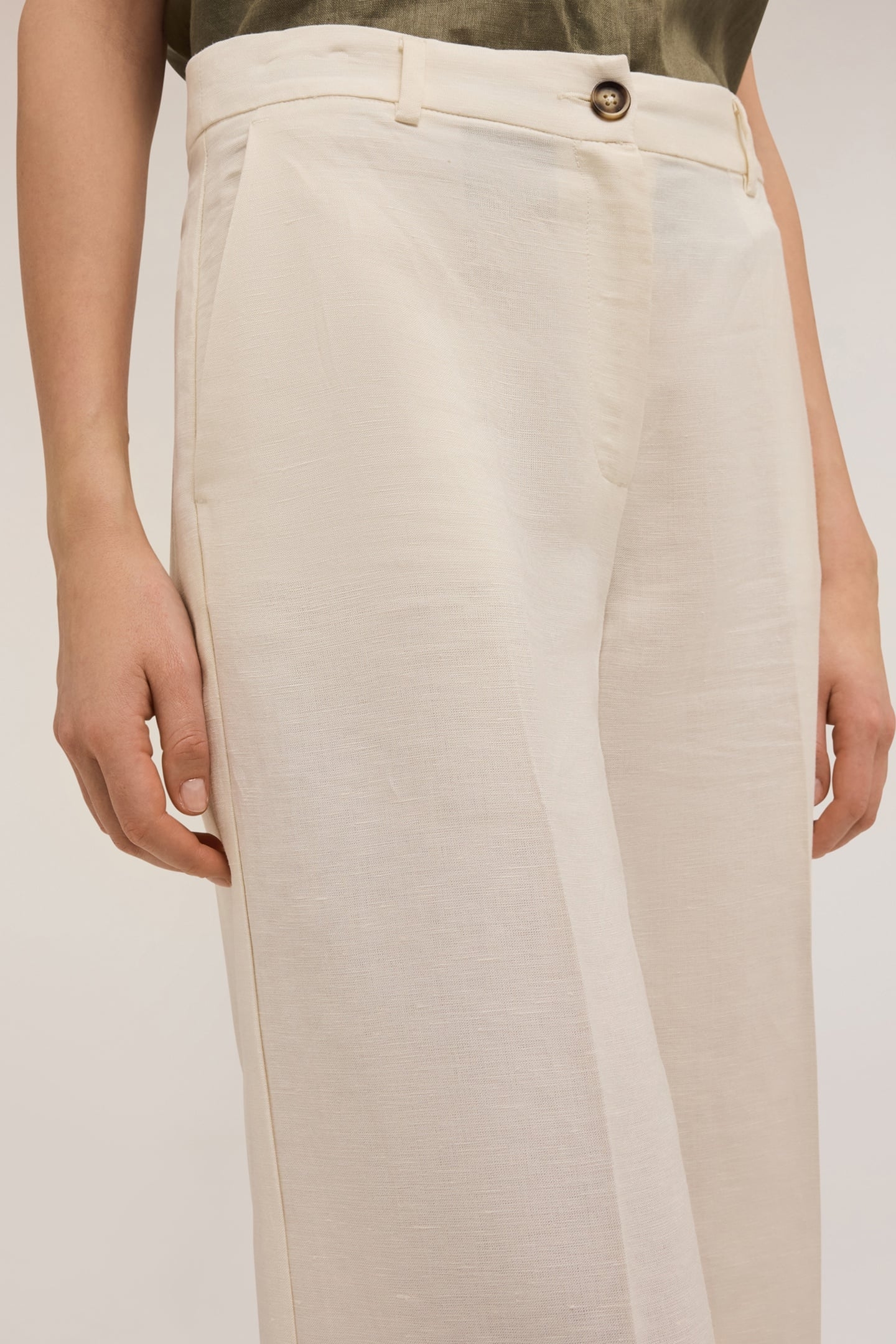 WIDE LEG LINEN BLEND TROUSERS WHITE 4