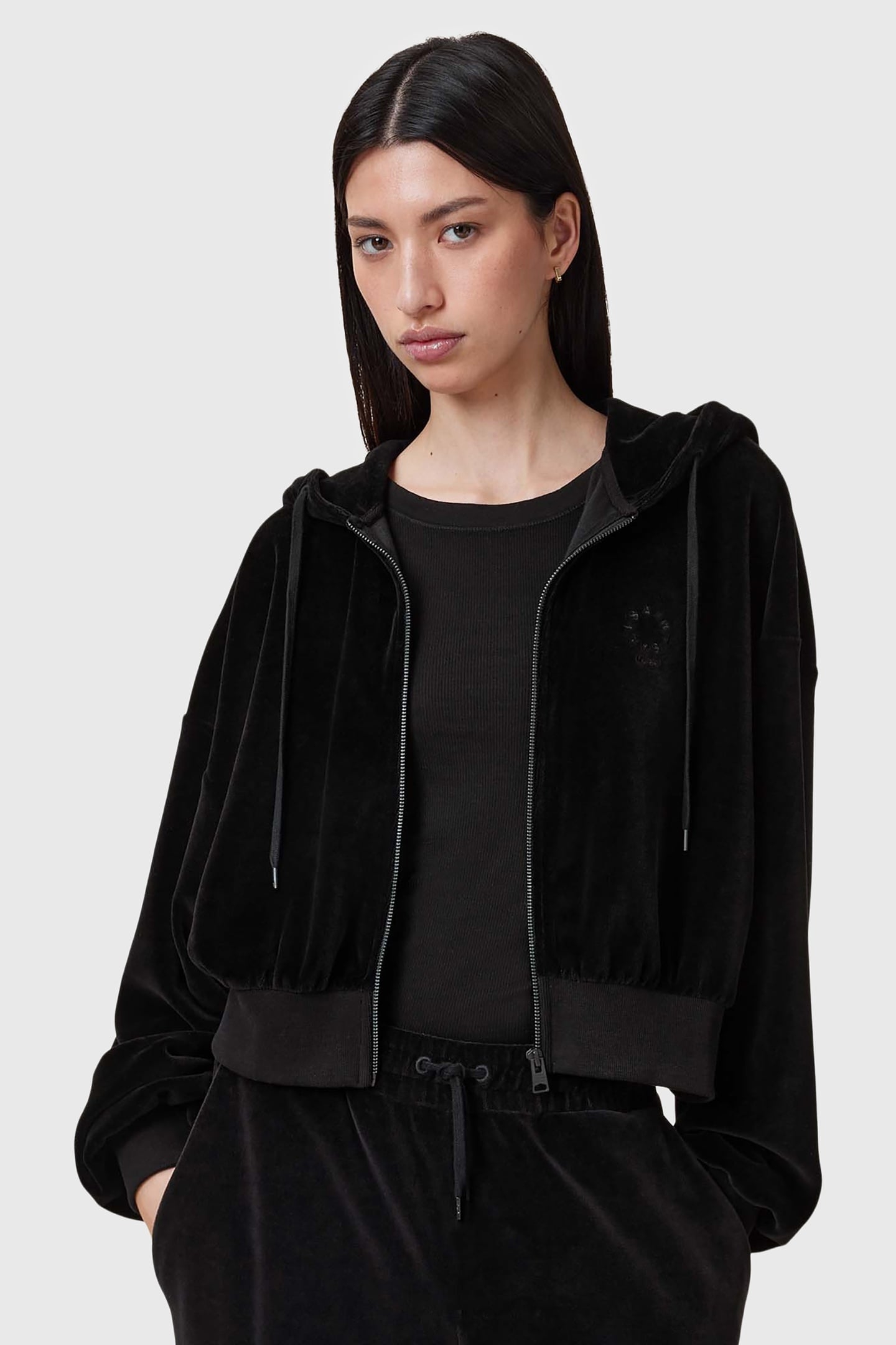 VINNY VELVET HOODY BLACK 1