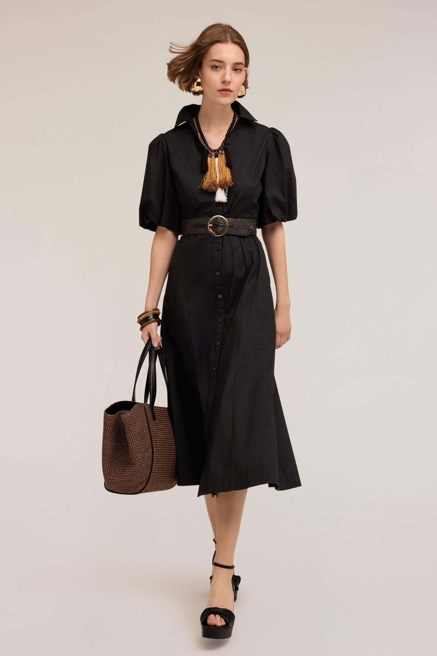 POPLIN CHEMISIER DRESS BLACK 1