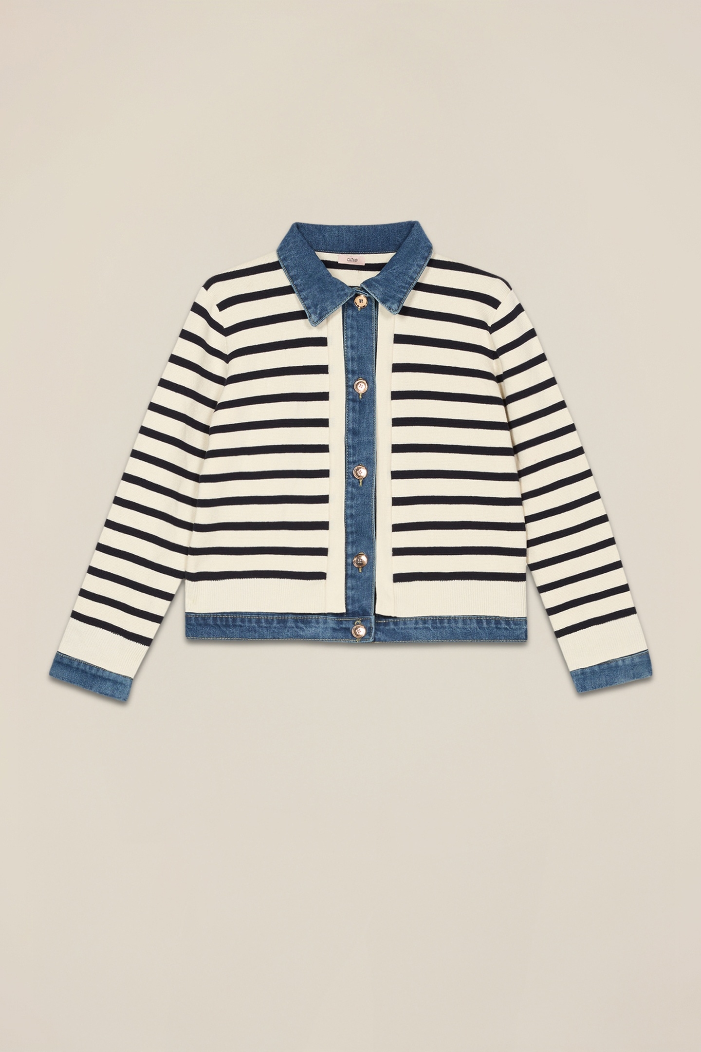 CARDIGAN WITH DENIM INSERTS BLUE 3