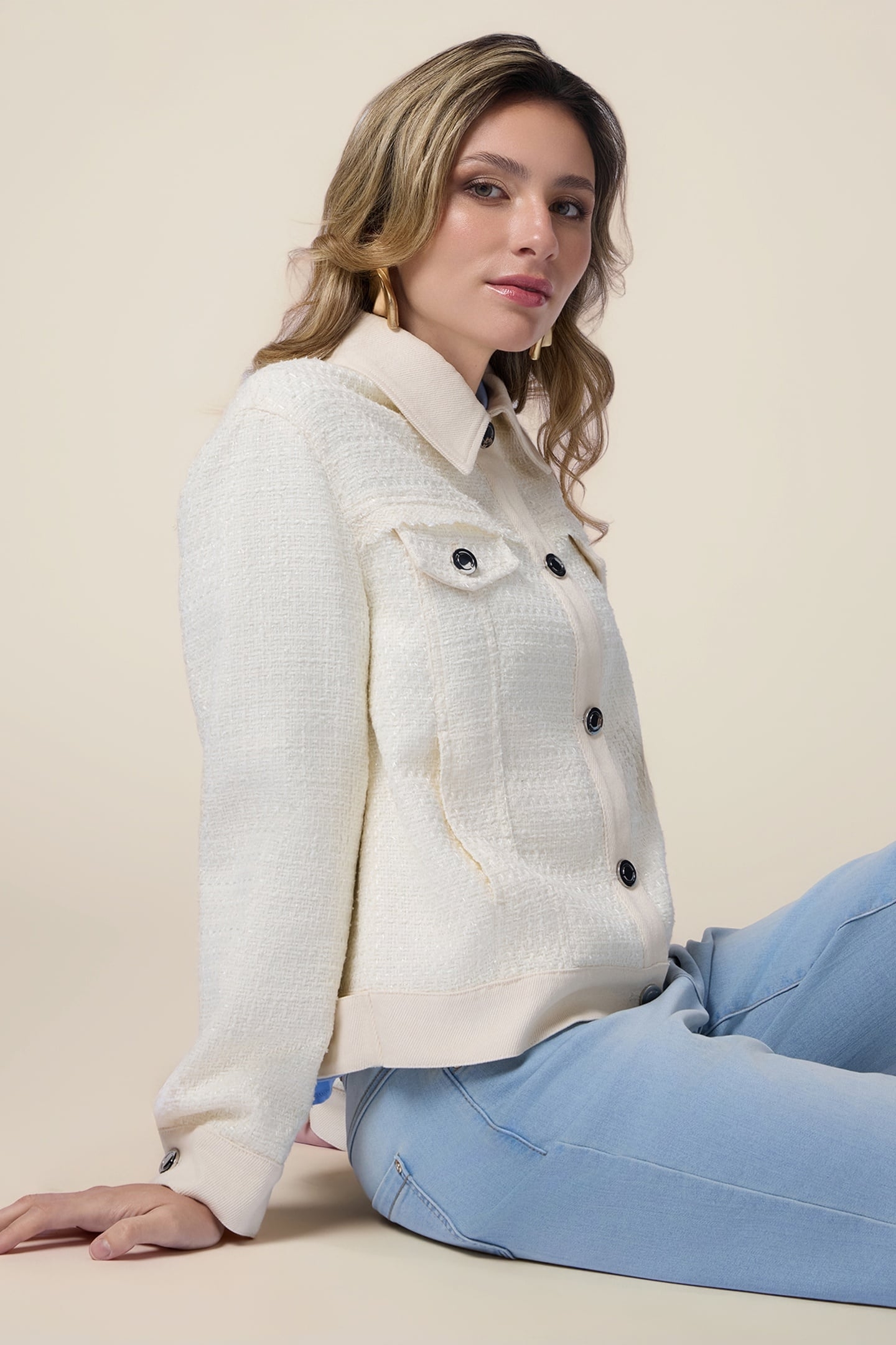 SHORT TWEED JACKET WHITE 1