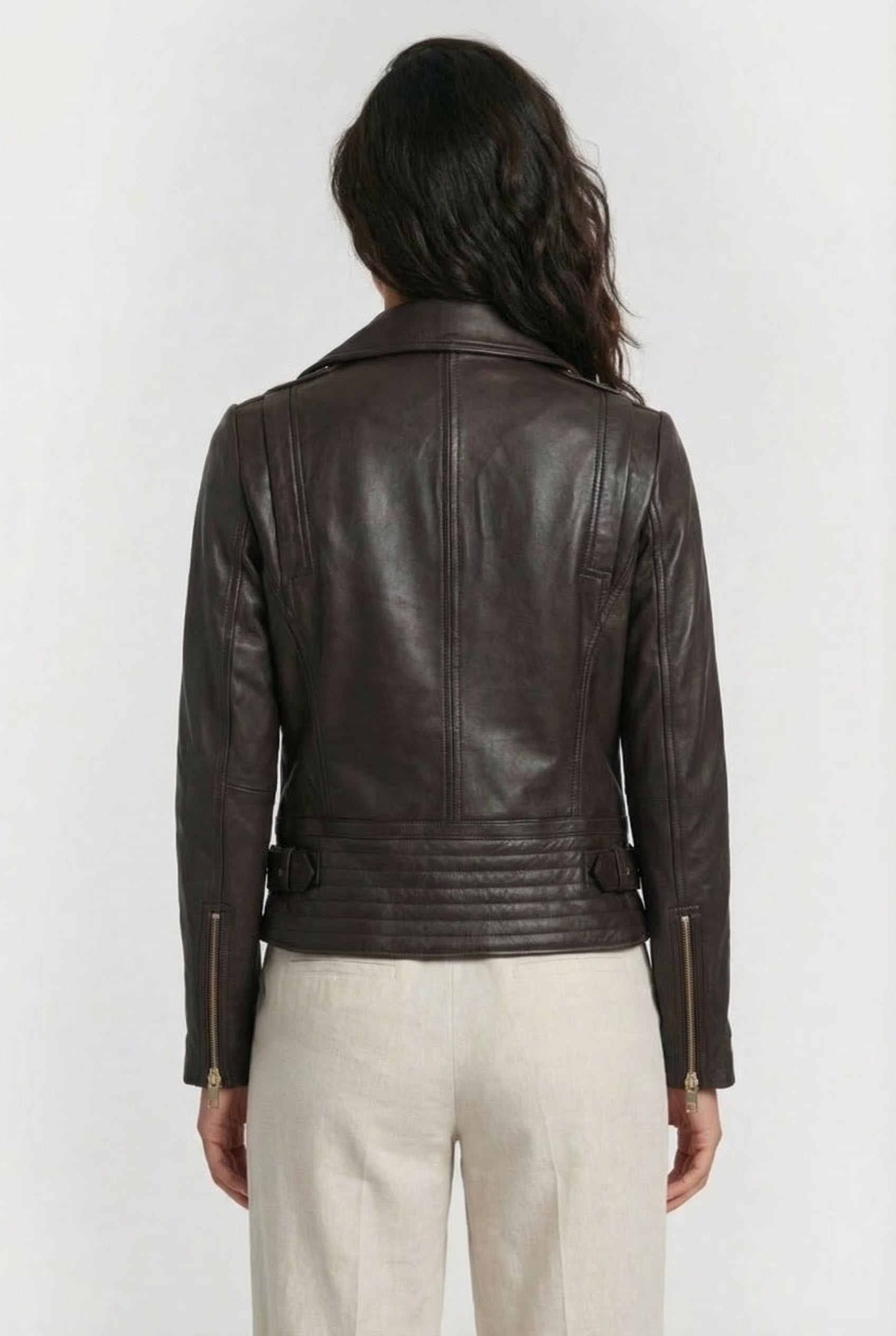 BIKER JACKET IN CHOCOLATE BROWN 2