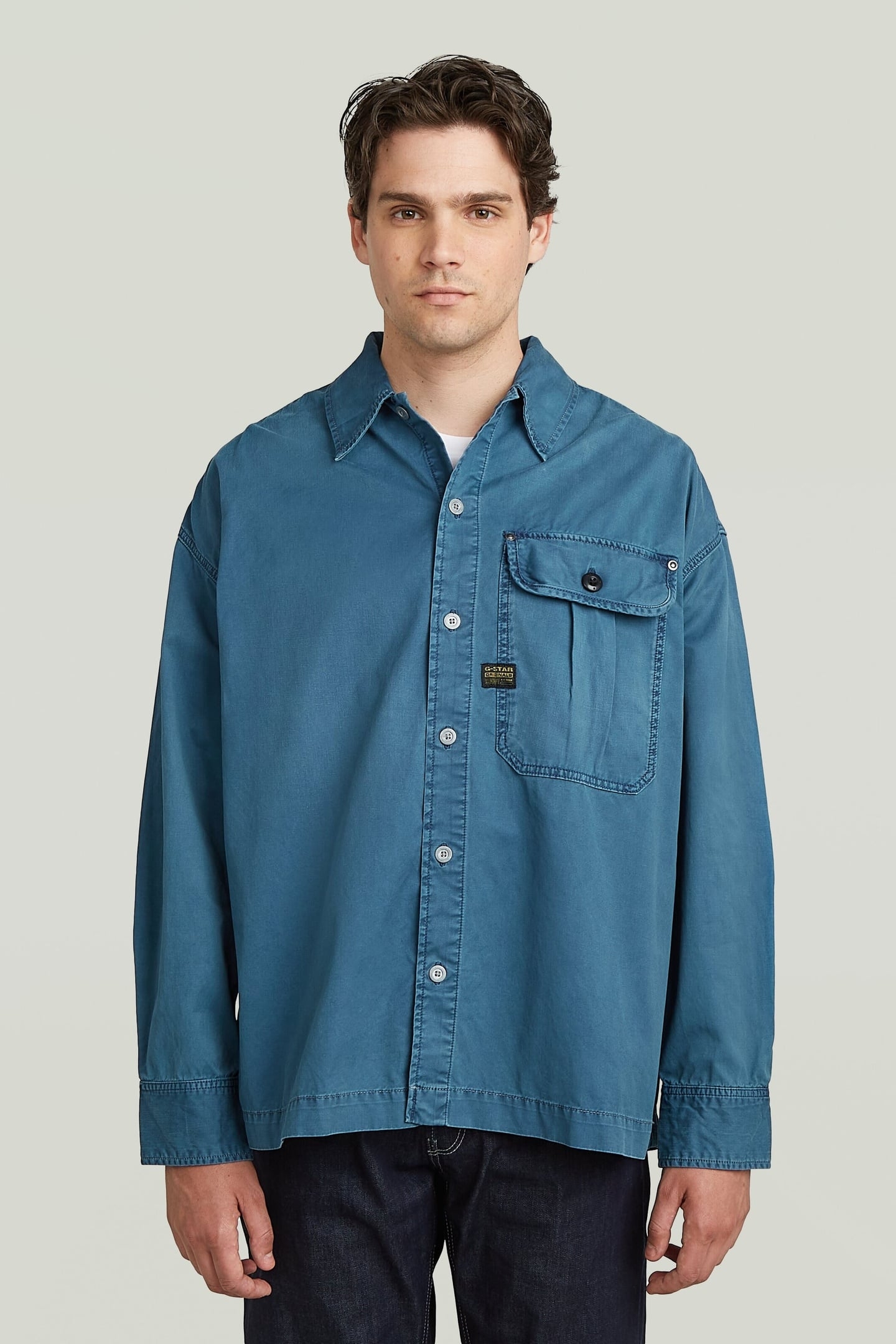 PLEATED 1-PKT BOXY SHIRT L\S FADED INDIGO GD 2