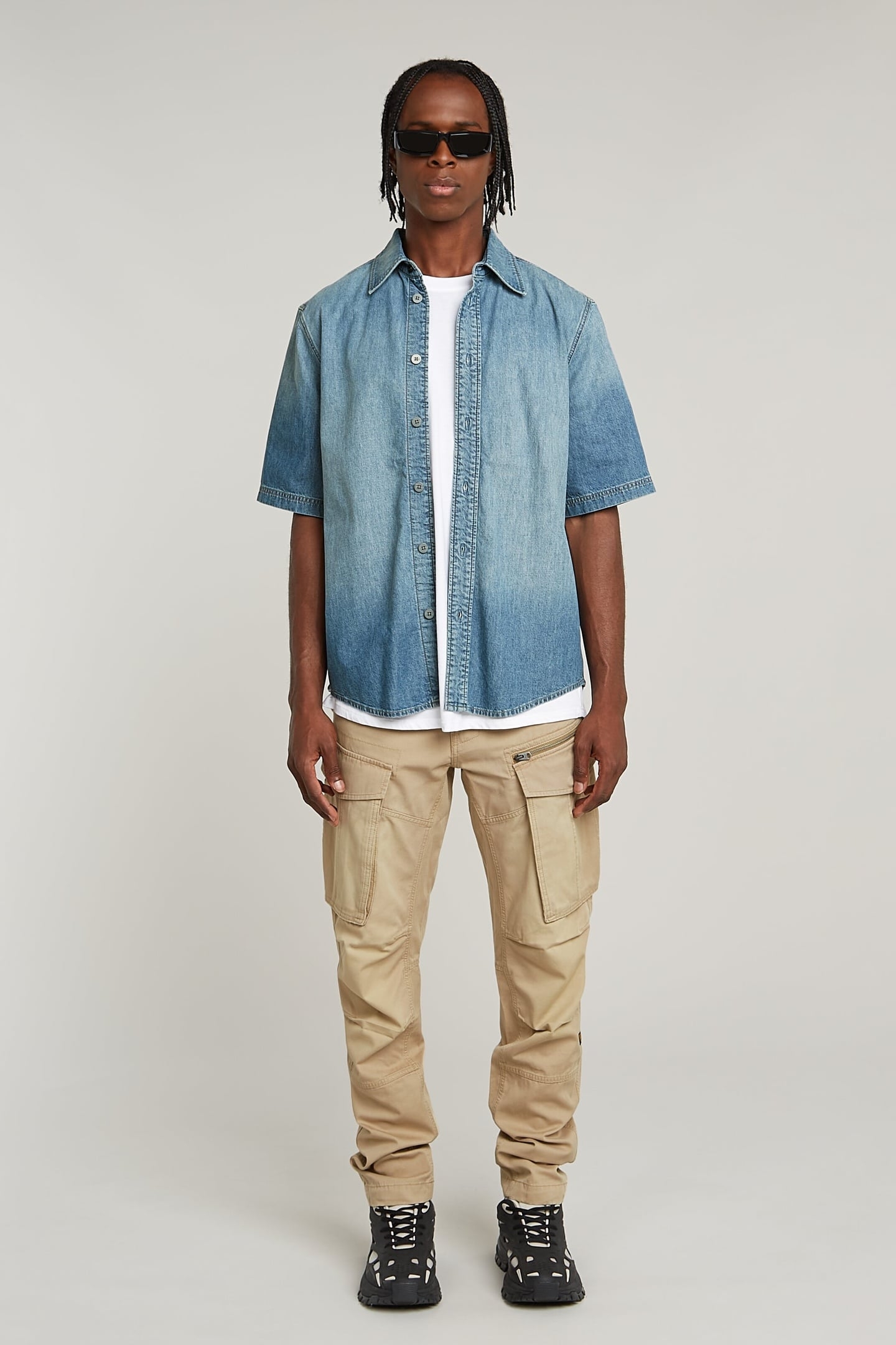 REGULAR DENIM SHIRT S\S SUN FADED THAMES 1
