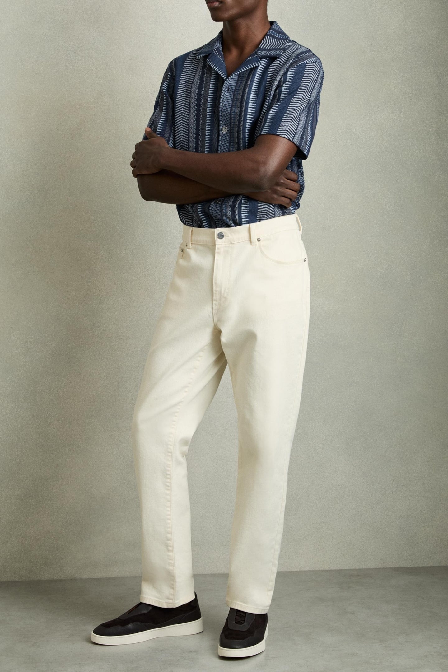 SS AZTEC STRIPE CUBAN SHIRT NAVY 1