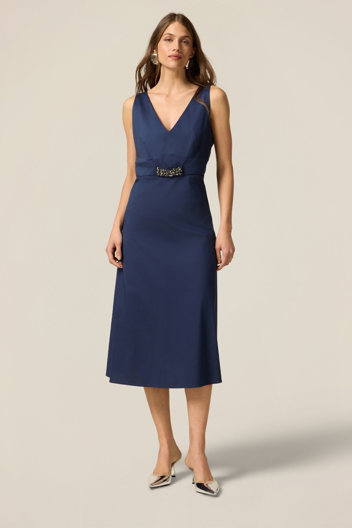 POPLIN DRESS WITH JEWEL PATCH BLUE 2