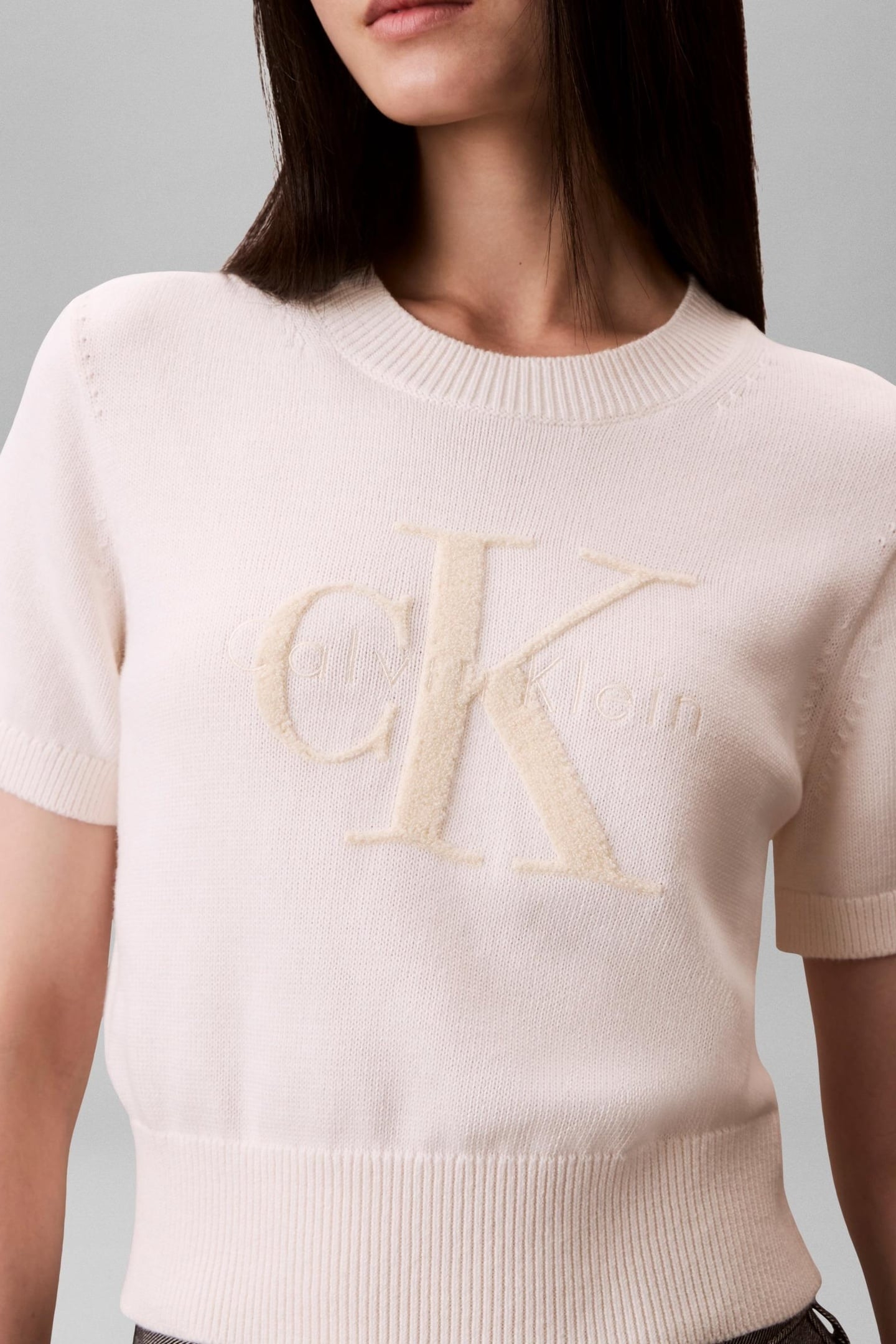 CHUNKY COTTON GRAPHIC SWEATER WHITE GREIGE 6