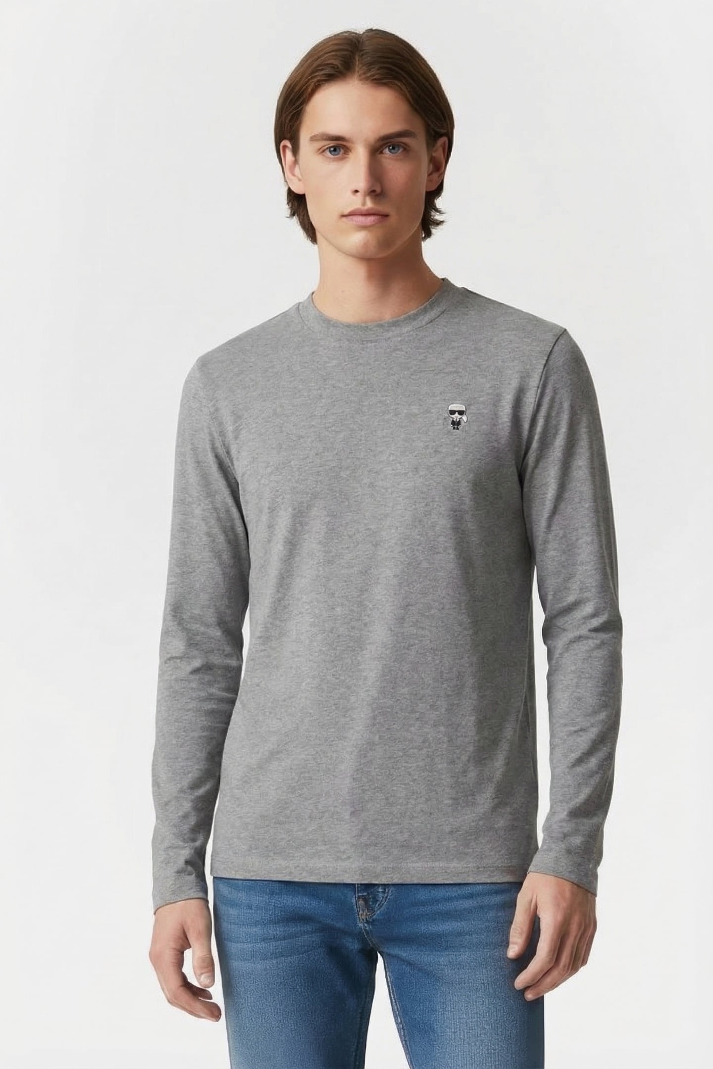 DARKGREY MELANGE T-SHIRT CREWNECK LS 1