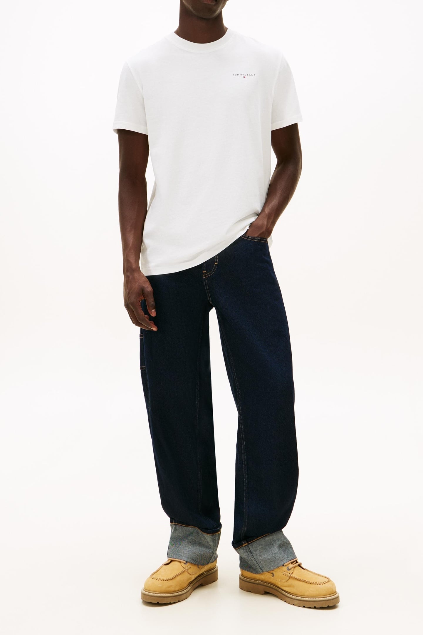 SLIM LINEAR SS T-SHIRT ECRU/DARK NIGHT NAVY 2