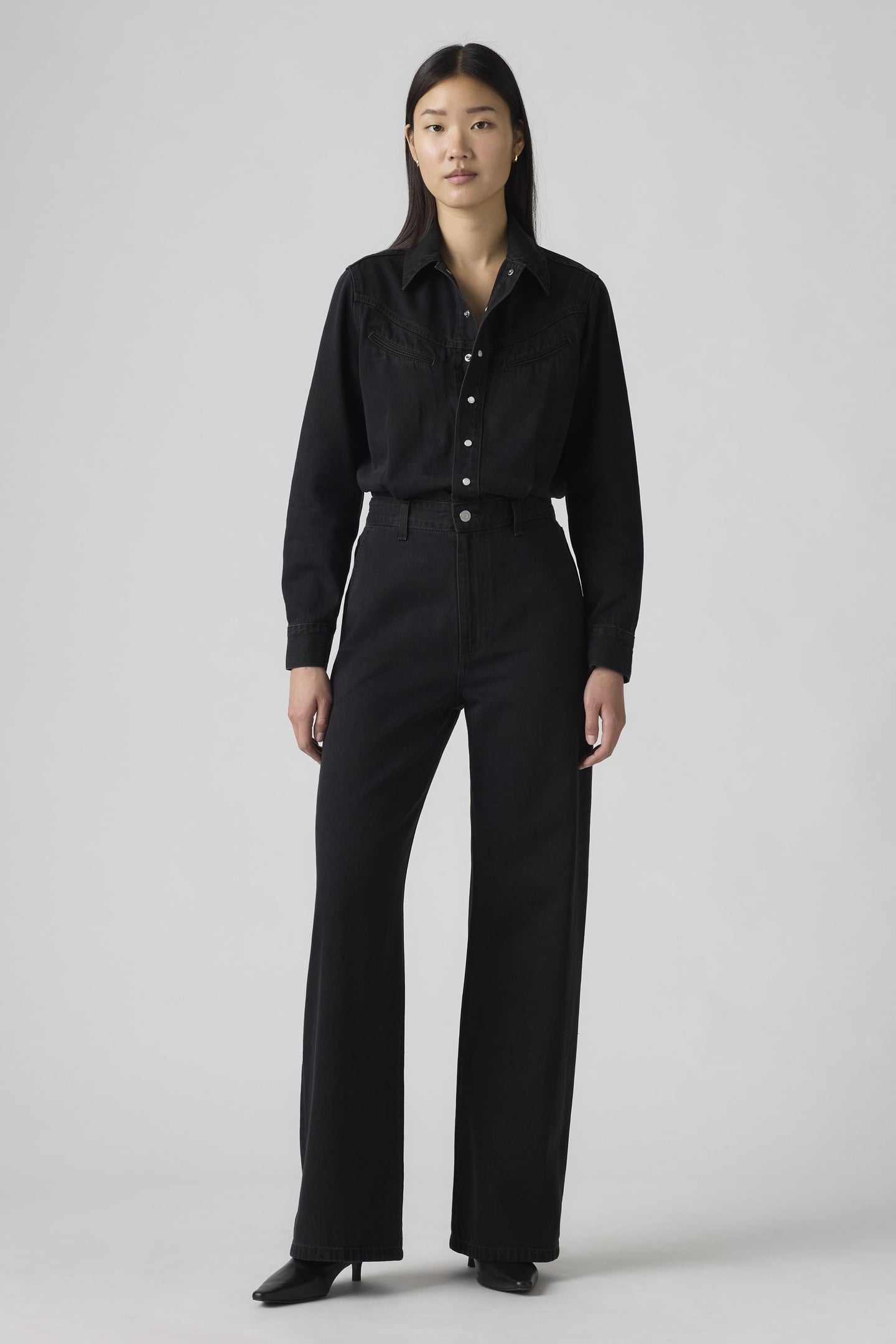 RINOA WIDE LEG LIGHTWEIGHT JUMPSUIT BLACK 1