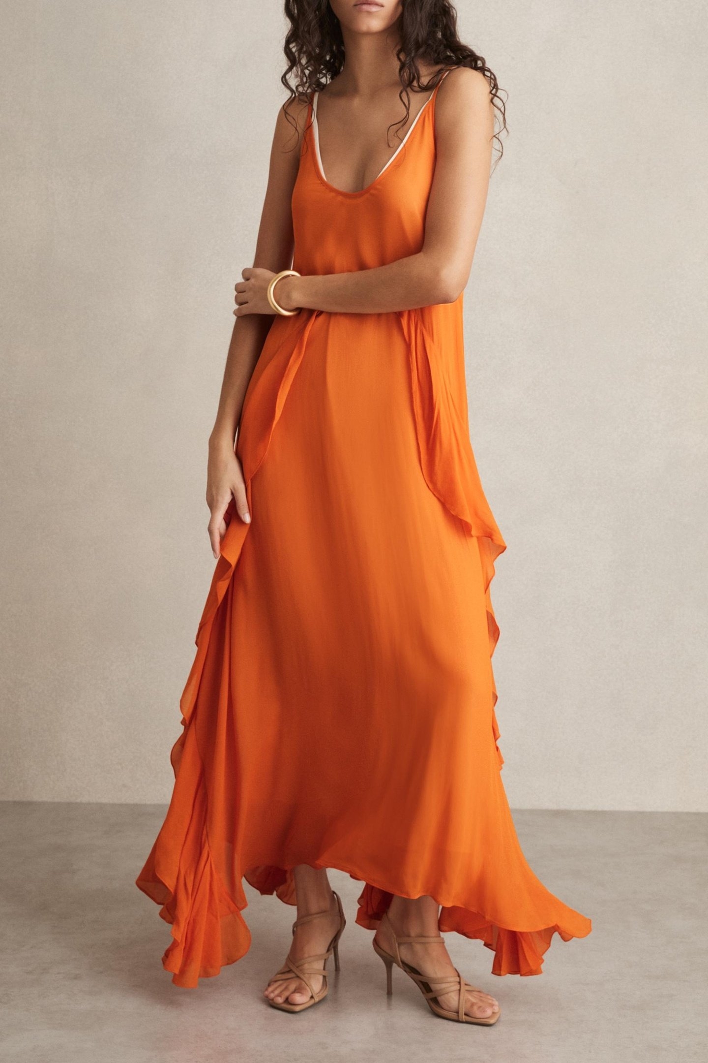RUFFLE OCCASION DRESS ORANGE 1