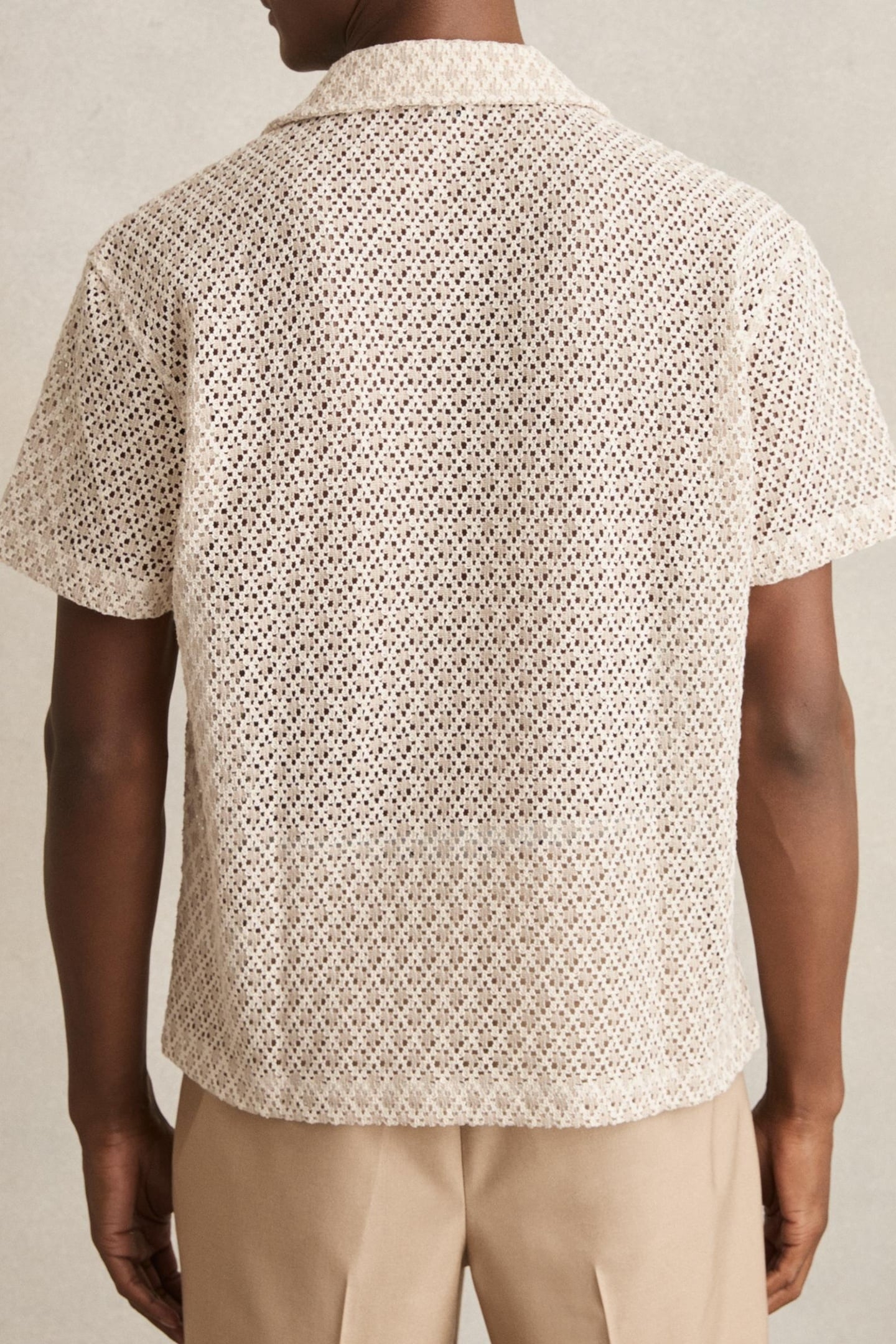 SS GEO CROCHET CUBAN SHIRT OATMEAL 2