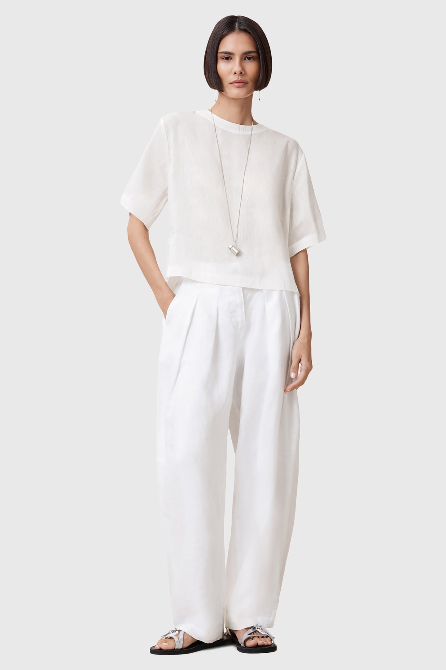 LOTTIE LINEN TOP CHALK WHITE 2