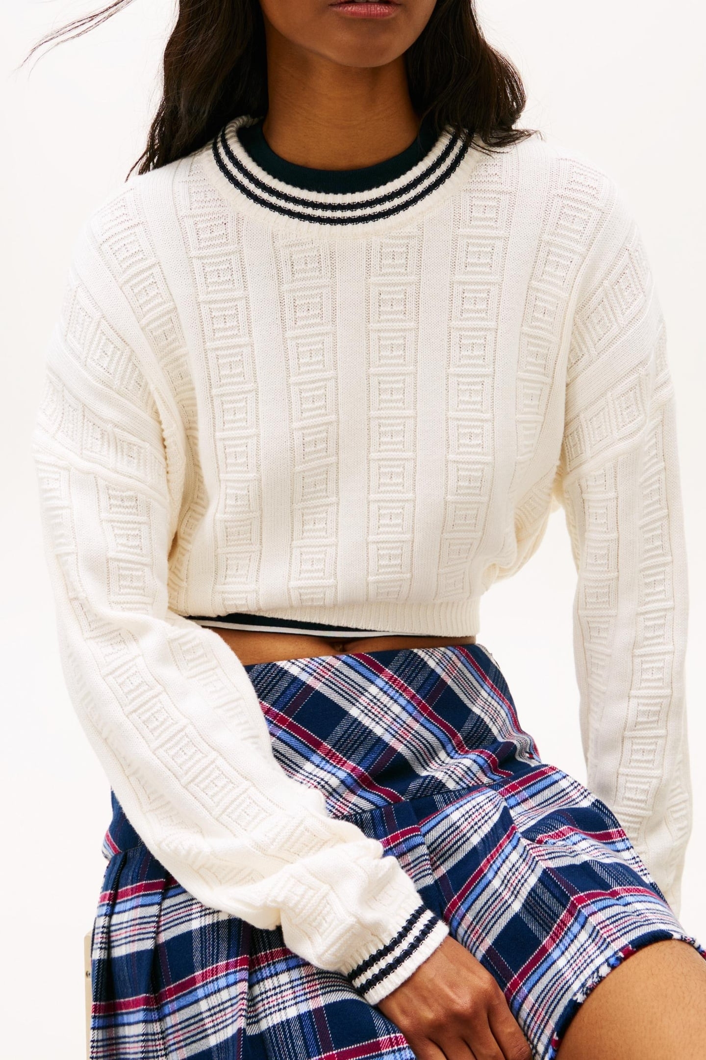 BOXY FLAG CABLE SWEATER ANCIENT WHITE 5