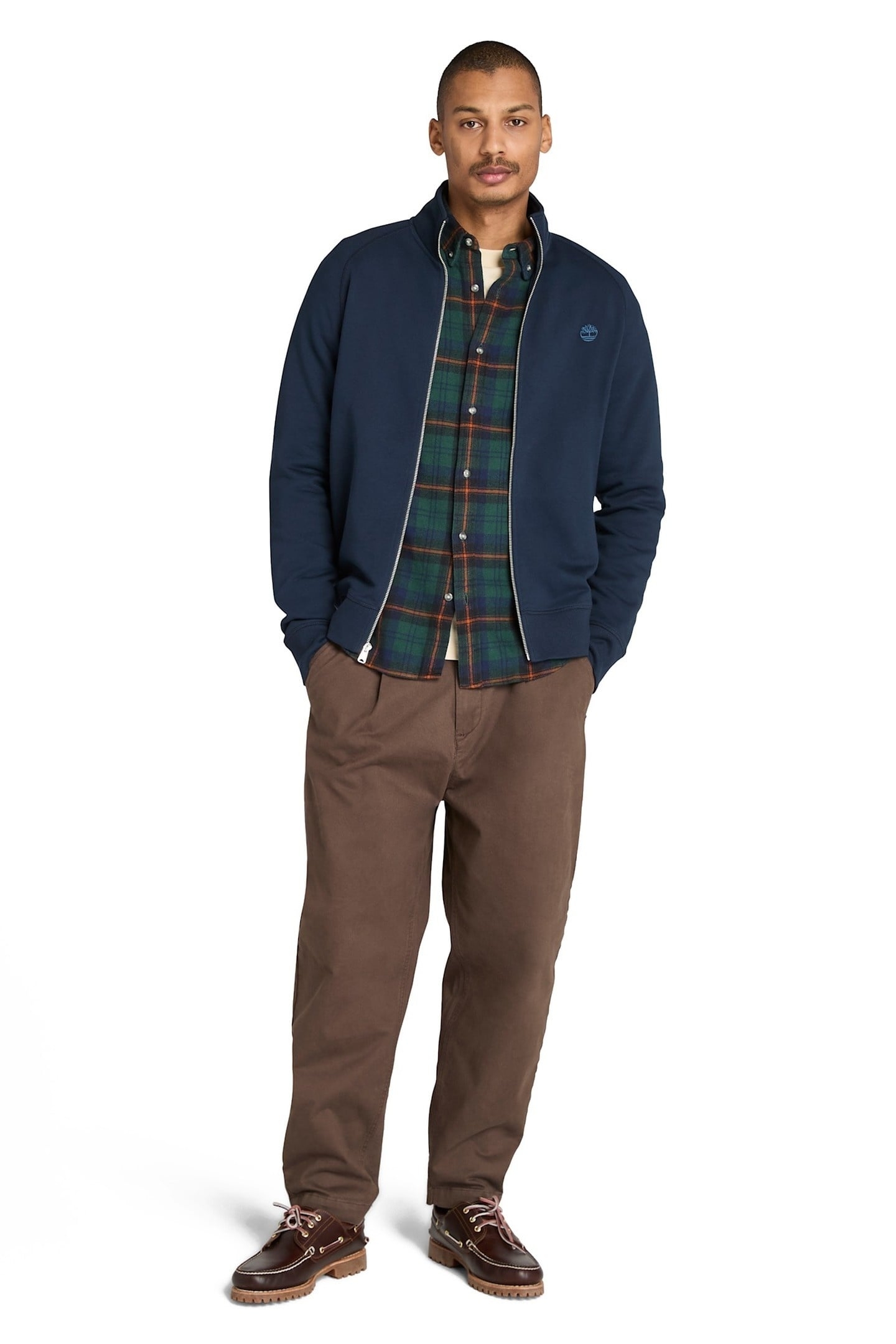 EXETER RIVER BRUSHED BACK FULL ZIP FUNNEL NECK DARK SAPPHIRE 1