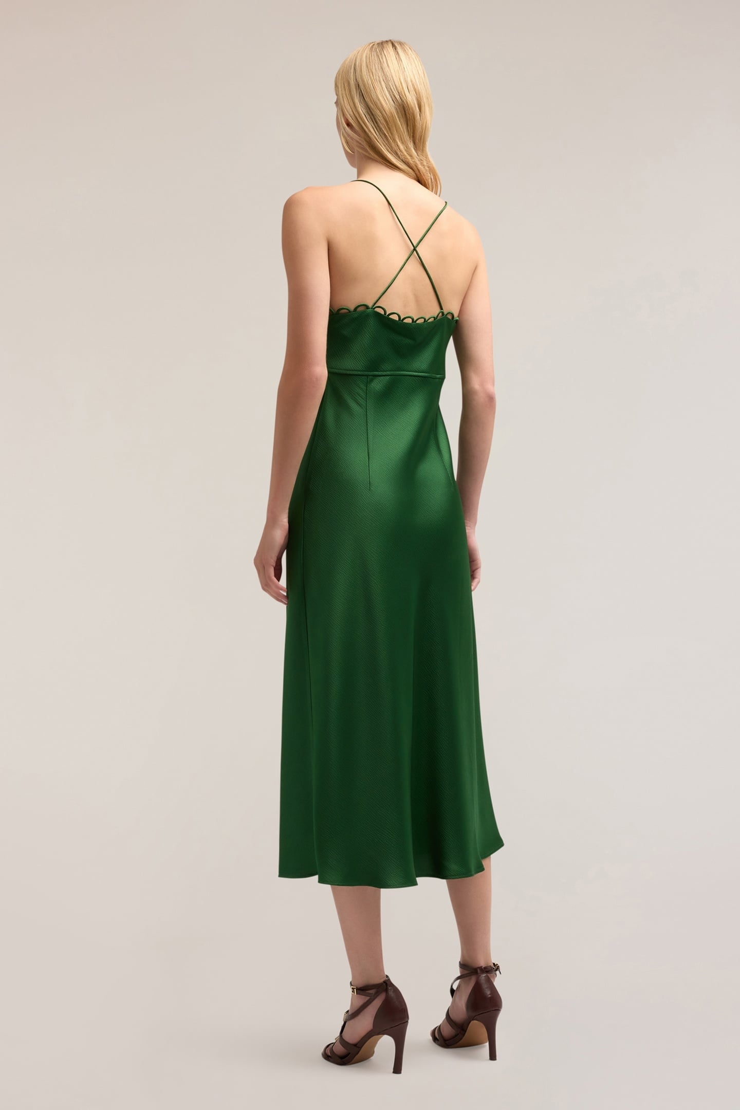 SATIN MIDI DRESS GREEN 2