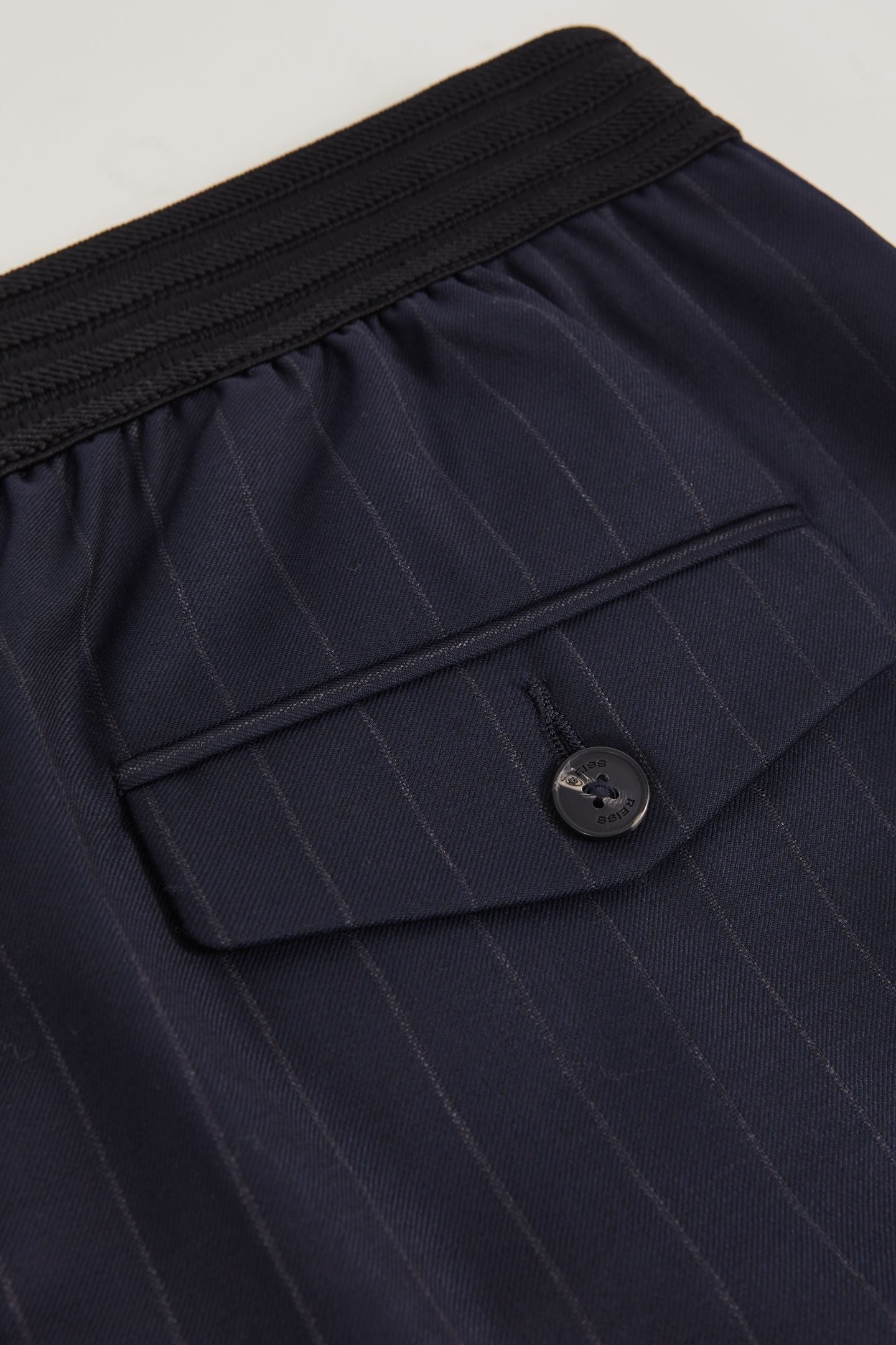 WAISTBAND PIN STRIPE WIDE LEG TROUSER NAVY 6