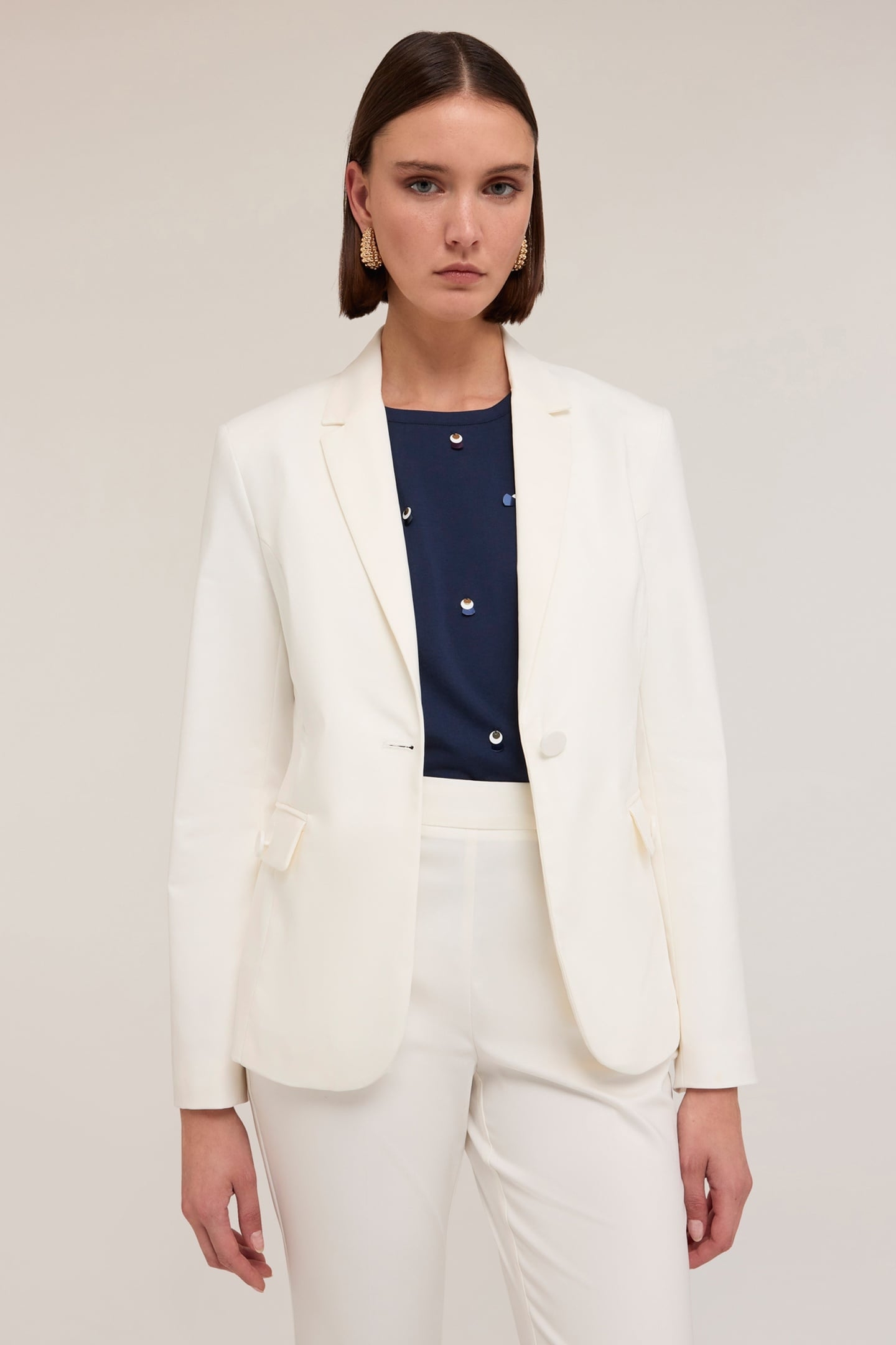 SINGLE-BREASTED BLAZER IN TECHNICAL COTTON BLUE 3
