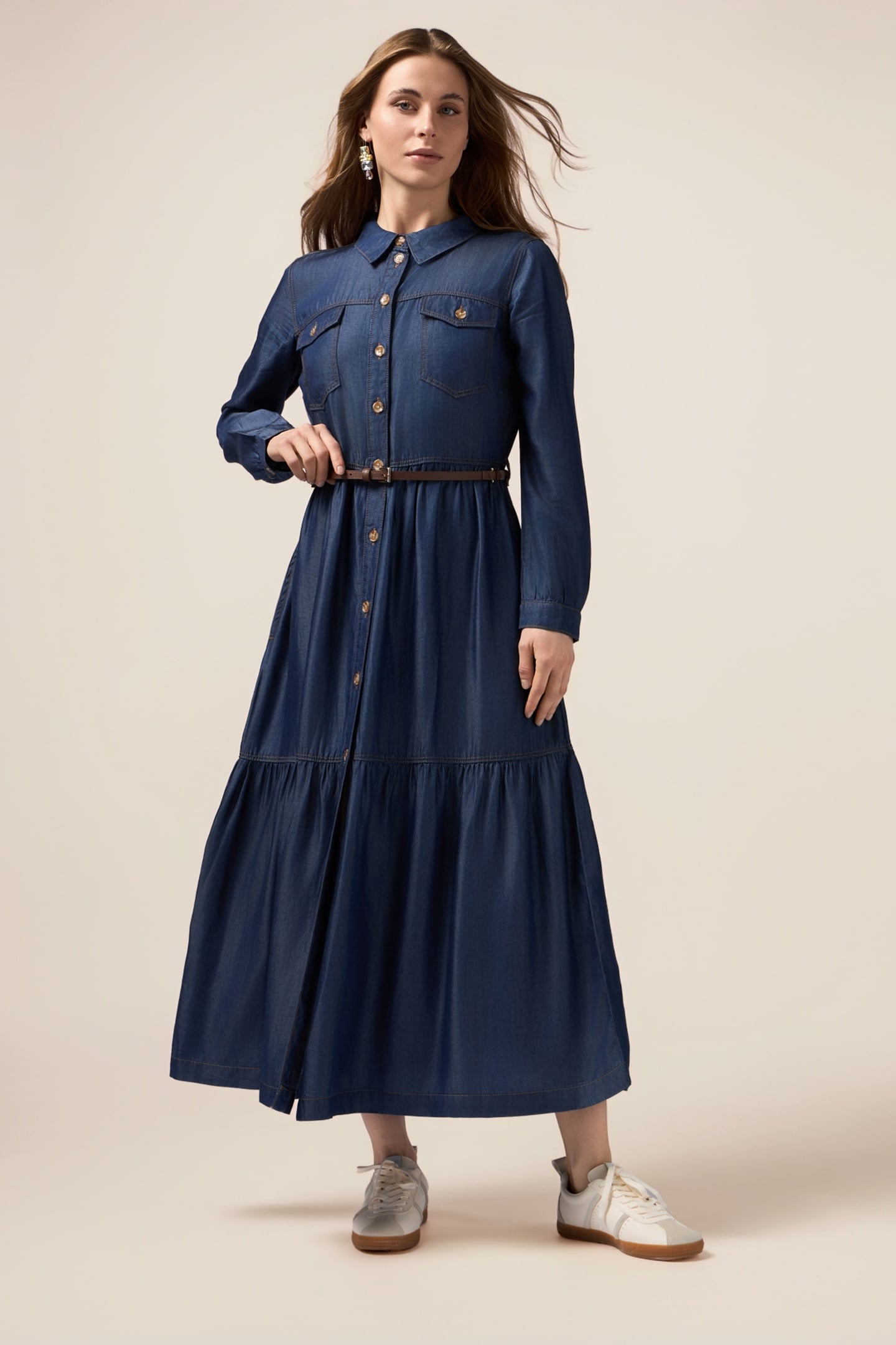 TENCEL SHIRT DRESS BLUE 1