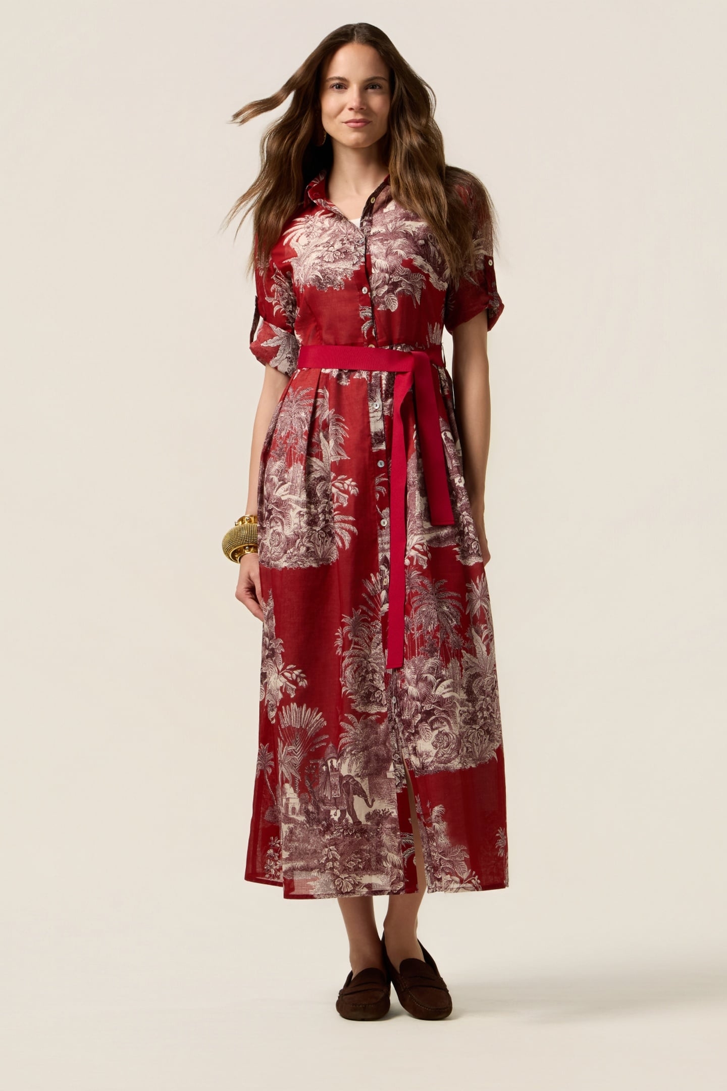 PATTERNED SHIRTDRESS BURGUNDY 1