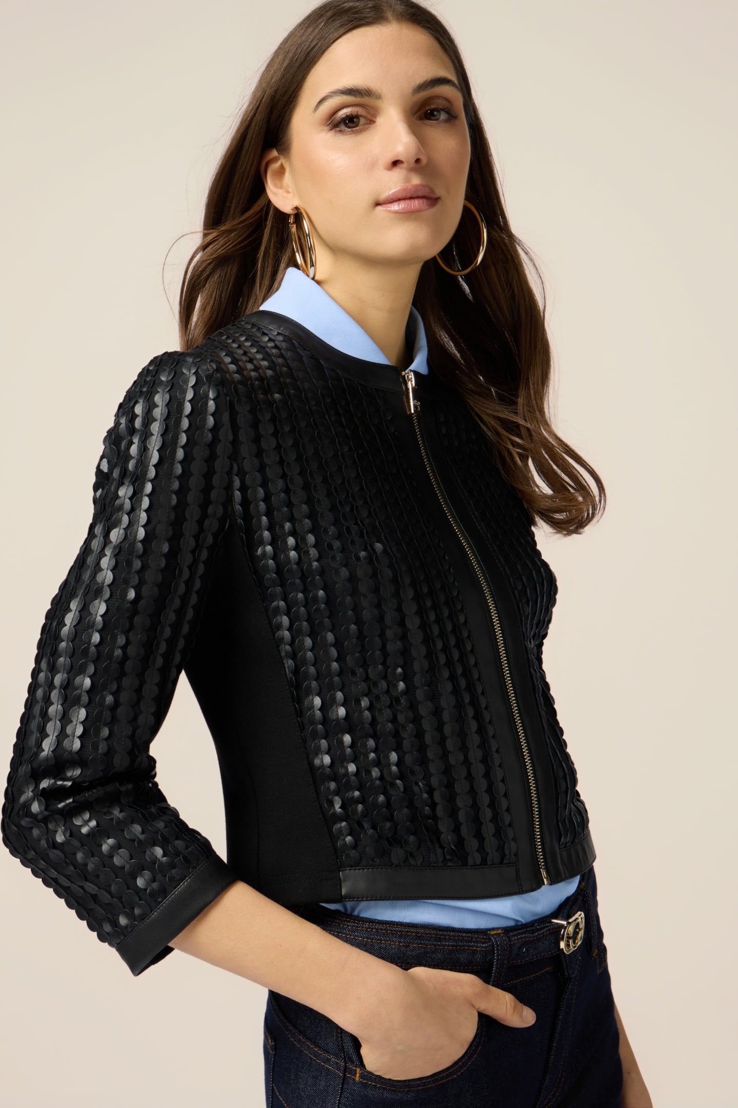 SHORT JACKET WITH LASER PROCESSING BLACK 1